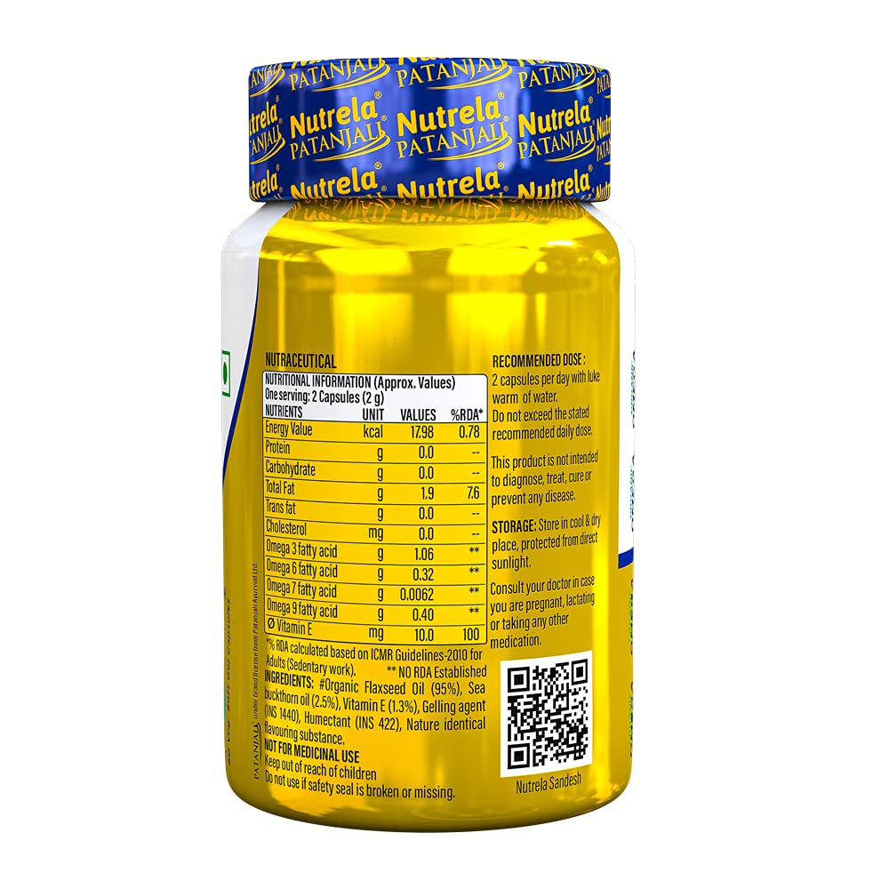 Patanjali Nutrela Organic Omega 3,6,7&9, 60 Capsules Price, Uses, Side