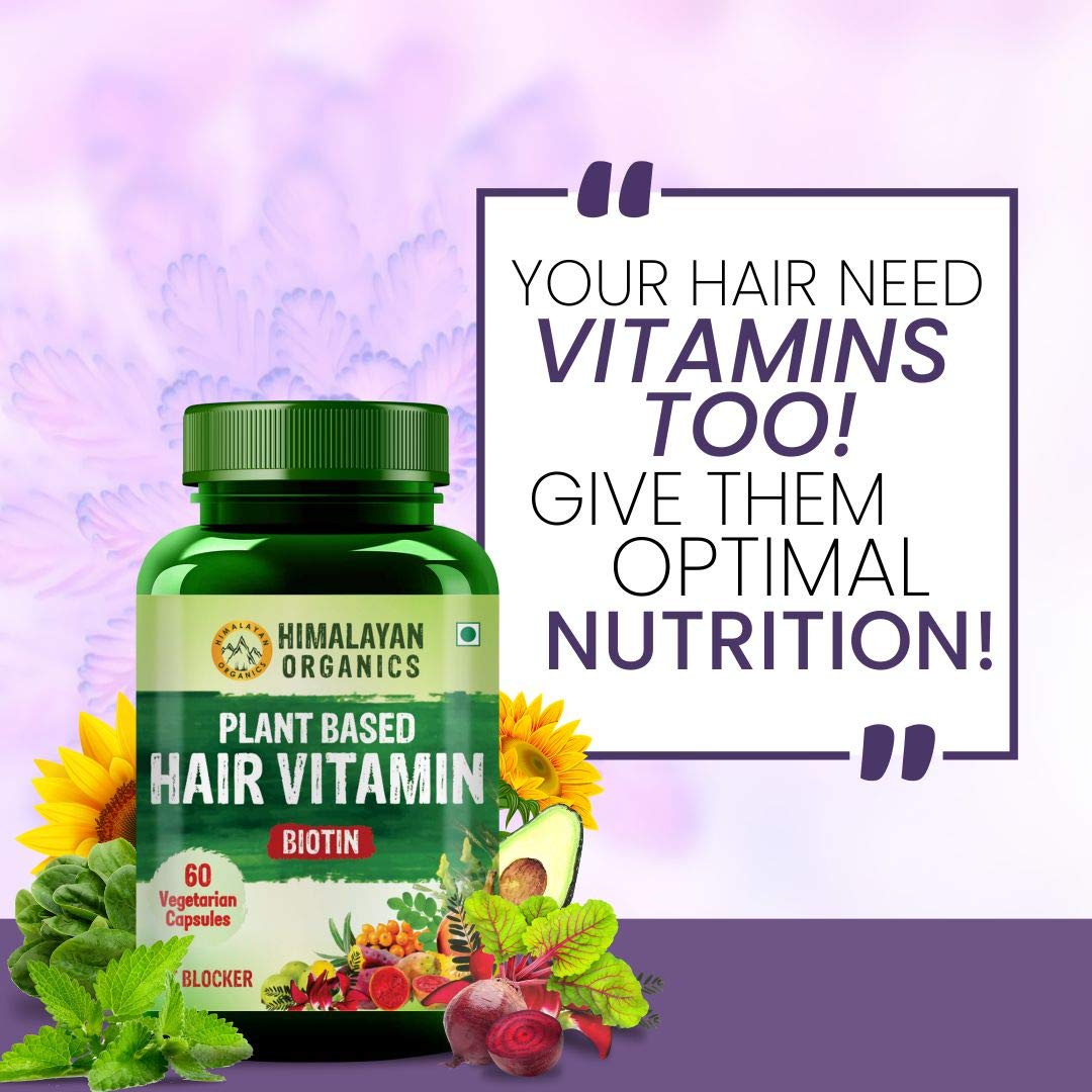 Himalayan Organics Plant Based Hair Vitamin Biotin, 60 Capsules, Pack of 1 