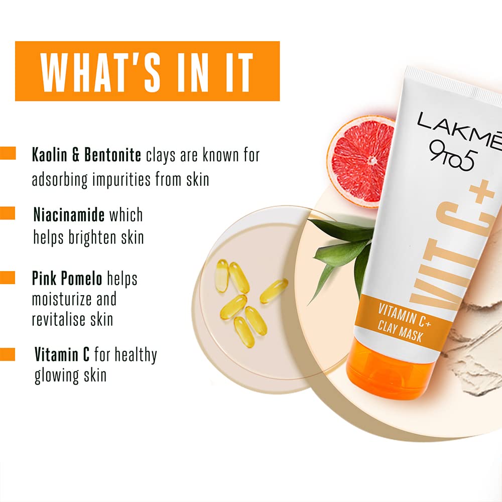 Lakme 9to5 Vitamin C+ Clay mask, 50 gm Price, Uses, Side Effects