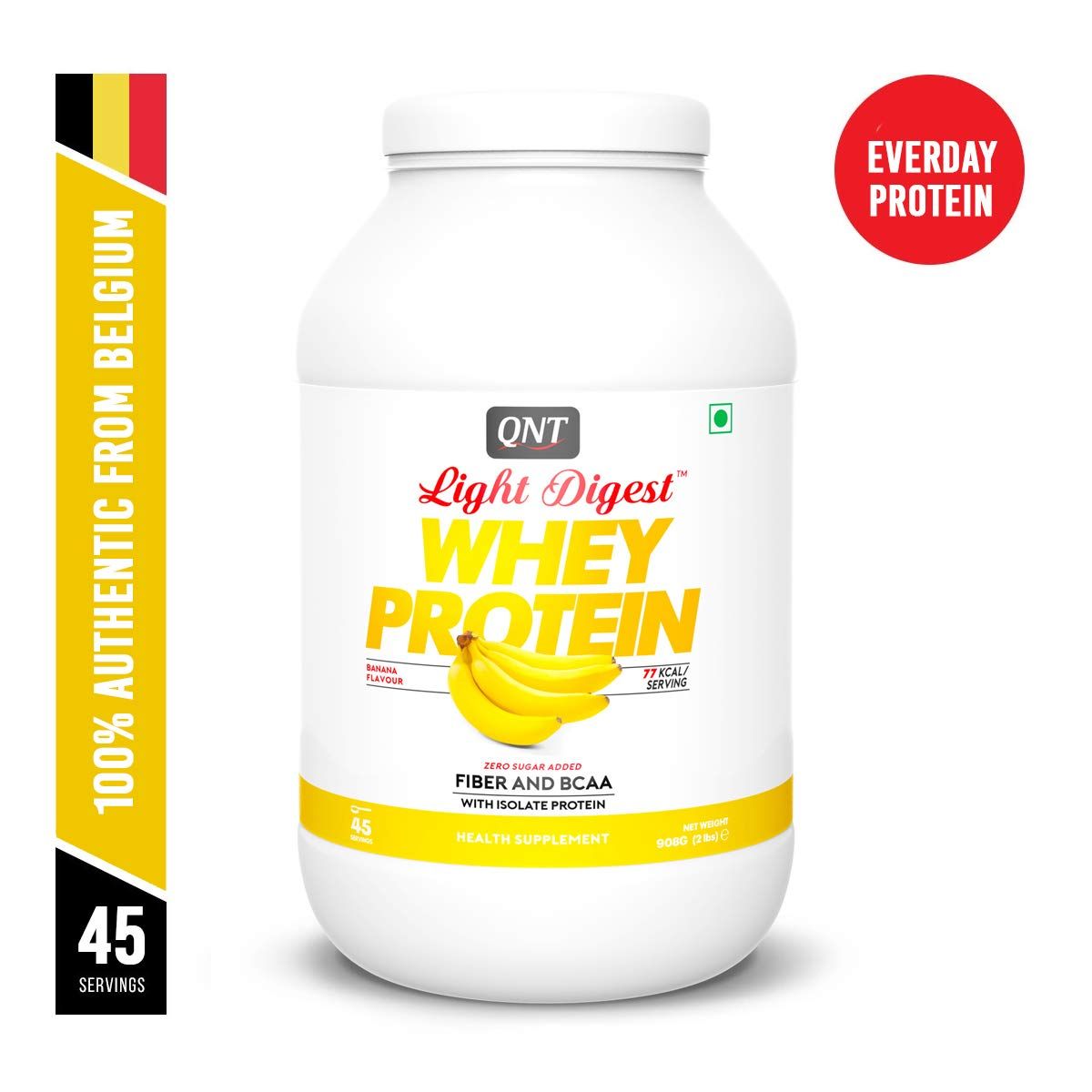 QNT Light Digest Whey Protein Banana Flavour Powder, 908 gm, Pack of 1 