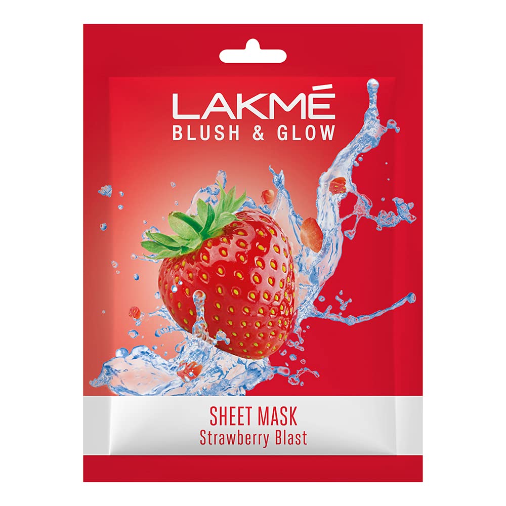 Lakme Blush & Glow Strawberry Sheet Mask, 50 ml (2 x 25 ml), Pack of 2 S