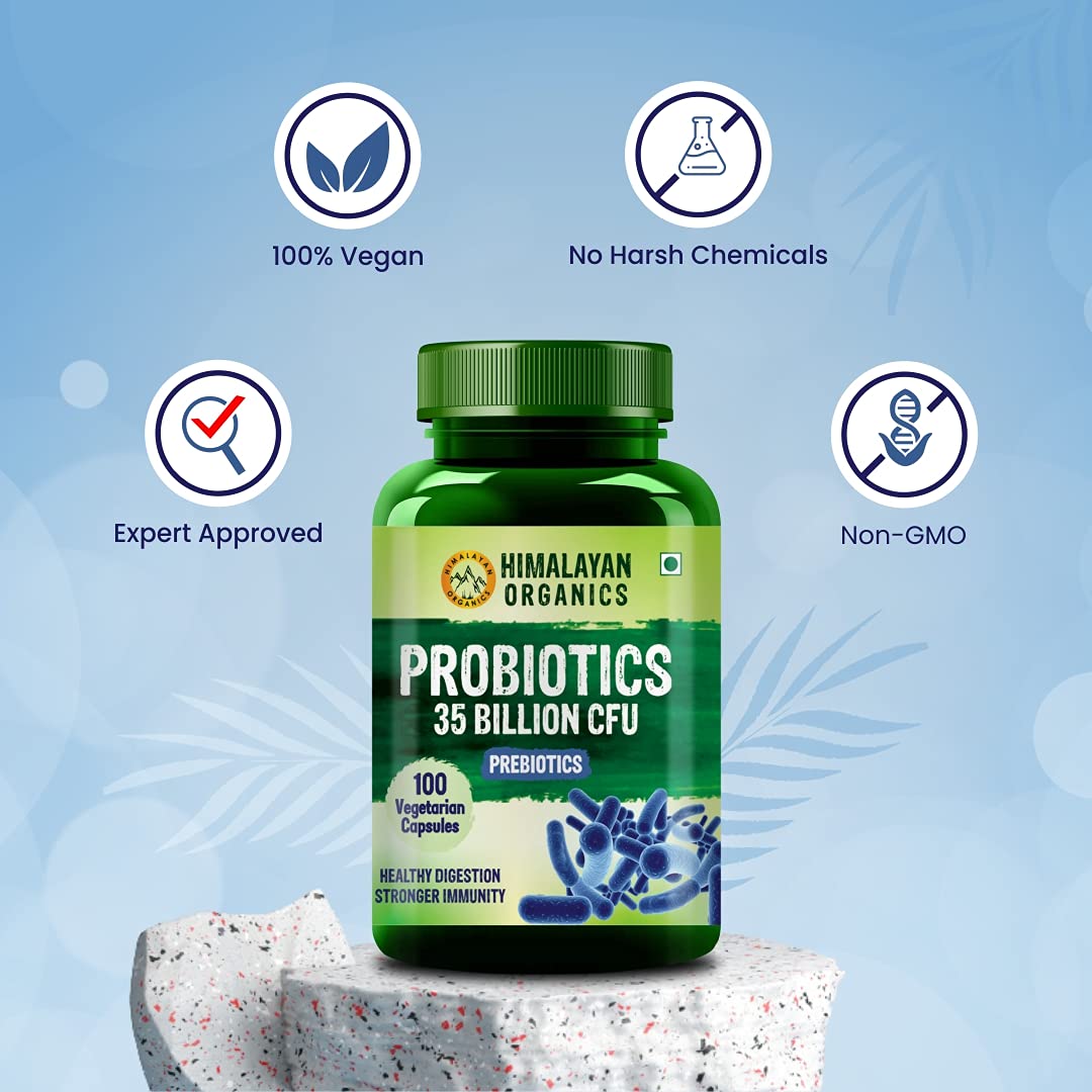 Himalayan Organics Probiotics 35 Billion CFU with Prebiotics, 100 Capsules, Pack of 1 