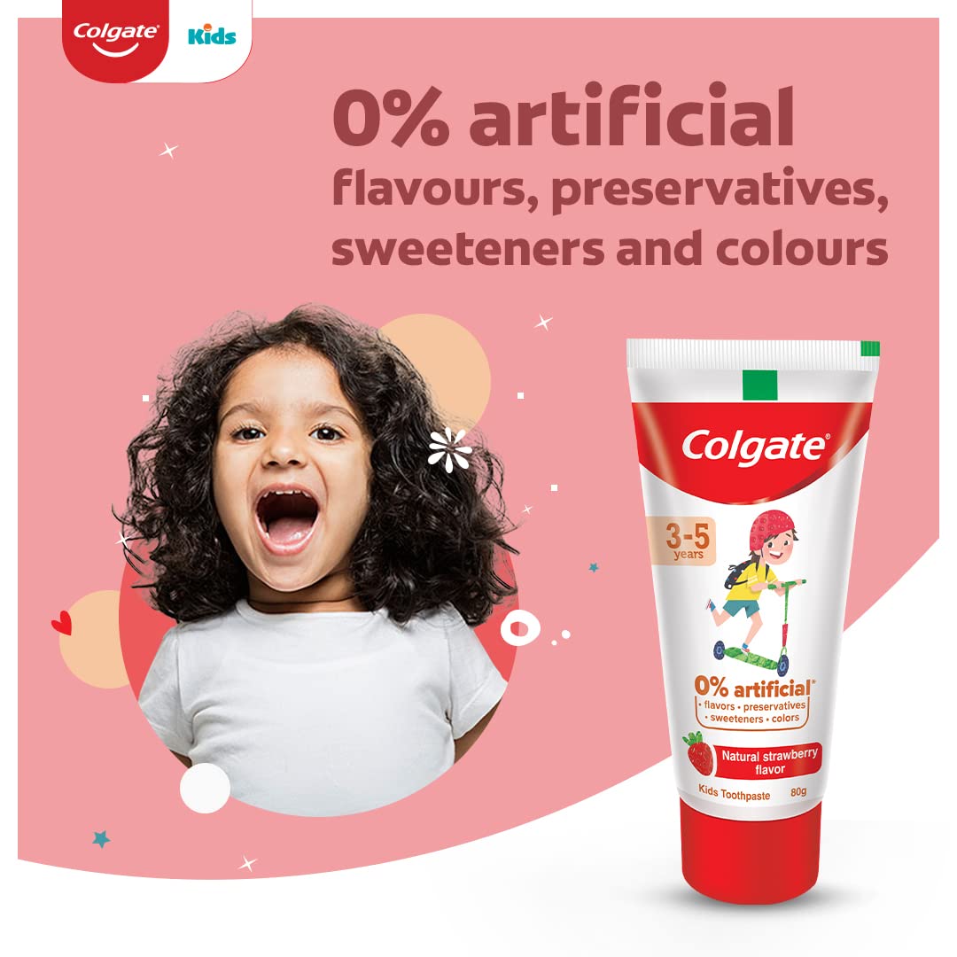 Colgate Natural Strawberry Flavour Kids Toothpaste, 80 gm, Pack of 1 