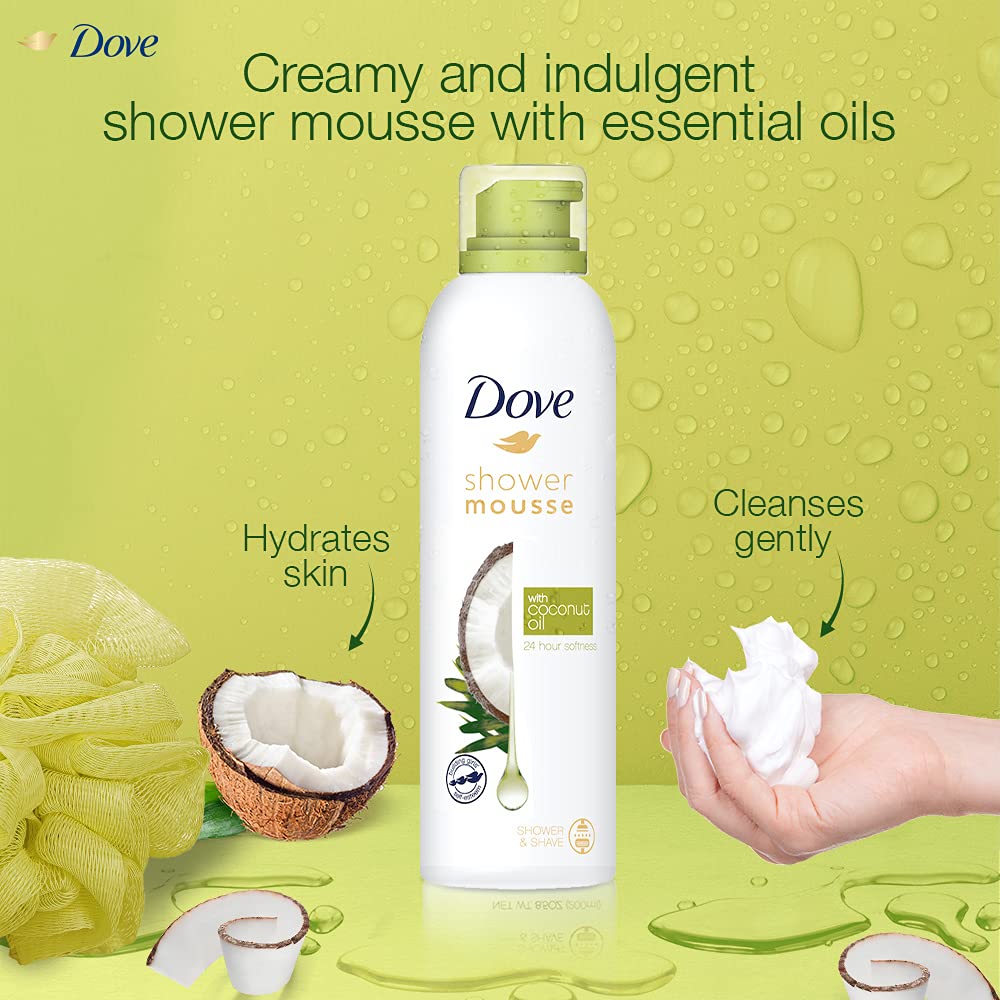 Dove Shower Mousse with Coconut Oil, 200 ml, Pack of 1 