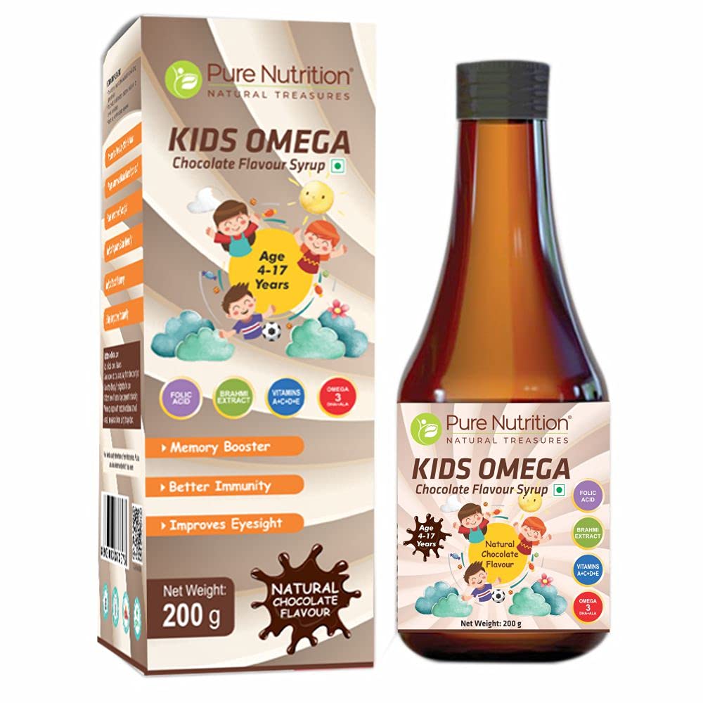 Buy Pure Nutrition Kids Omega Chocolate Flavour Syrup, 200 gm Online
