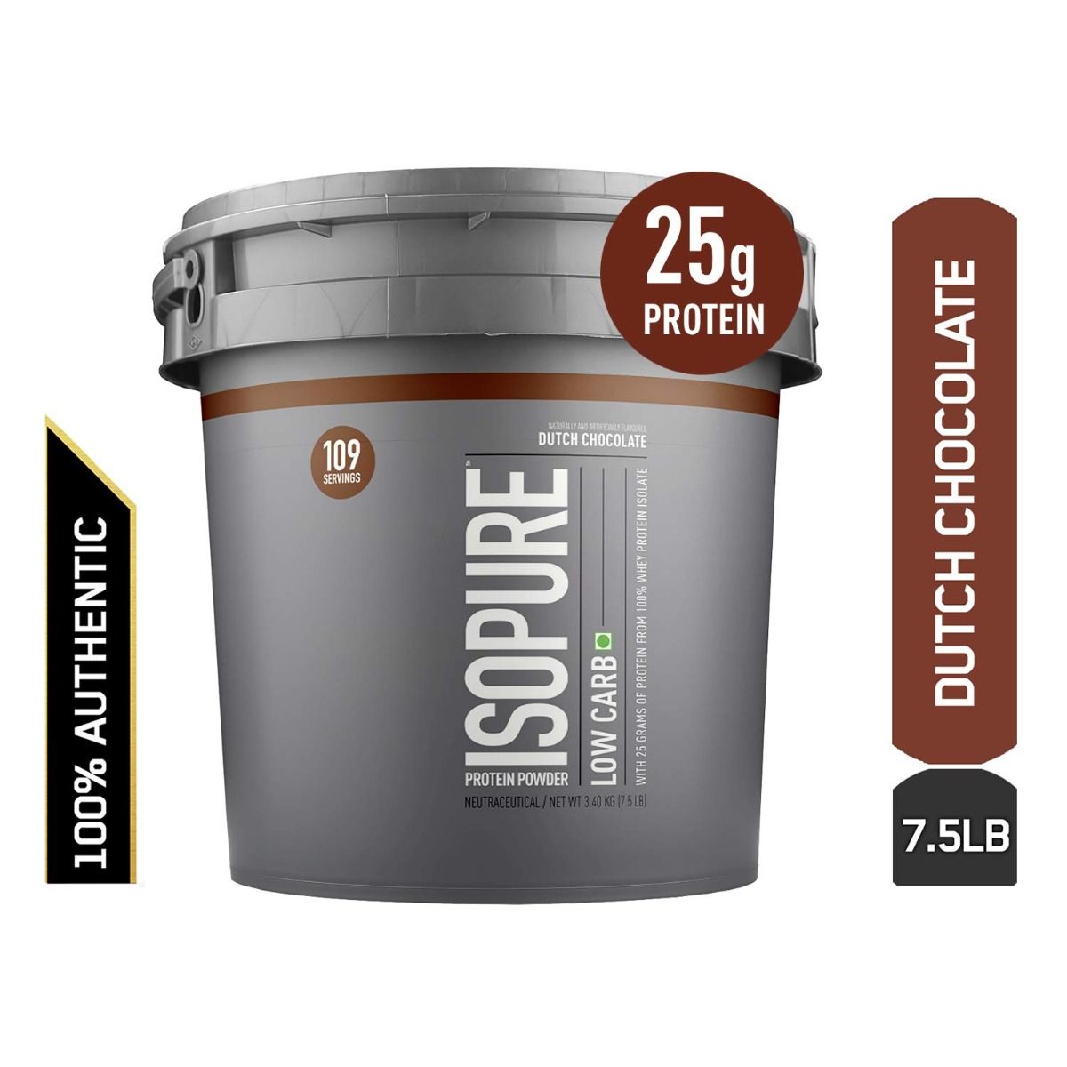 Isopure Low Carb Dutch Chocolate Flavoured Powder, 7.5 lb, Pack of 1 