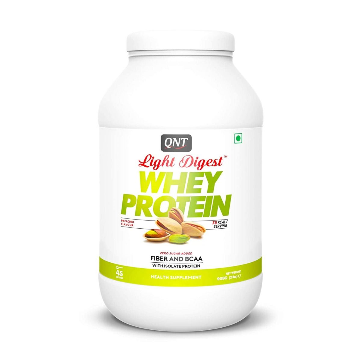 QNT Light Digest Whey Protein Pistachio Flavour Powder, 908 gm, Pack of 1 