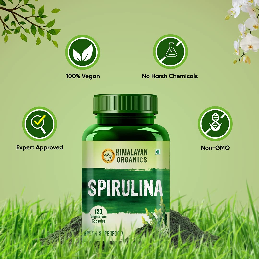 Himalayan Organics Spirulina 2000 mg, 120 Capsules, Pack of 1 