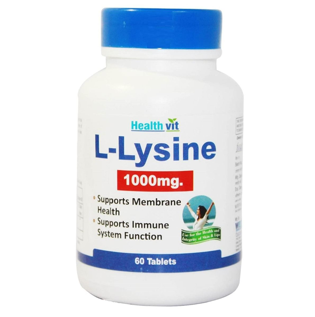 Healthvit L-Lysine 1000 mg, 60 Tablets, Pack of 1 