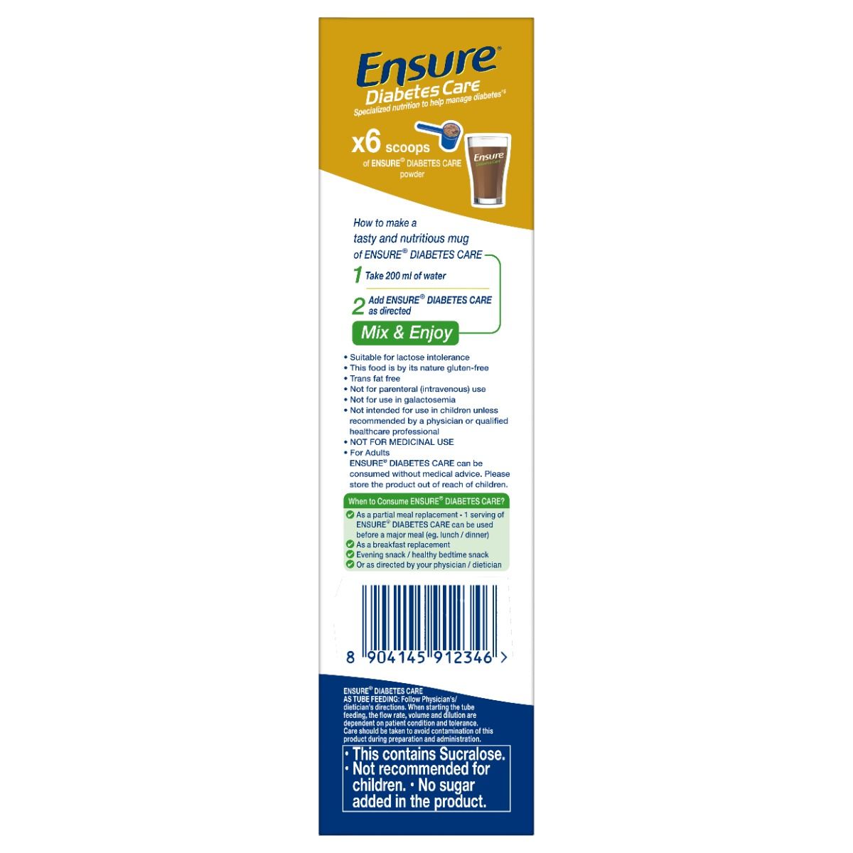 Ensure Diabetes Care Chocolate Flavour Powder, 400 gm Refill Pack Price