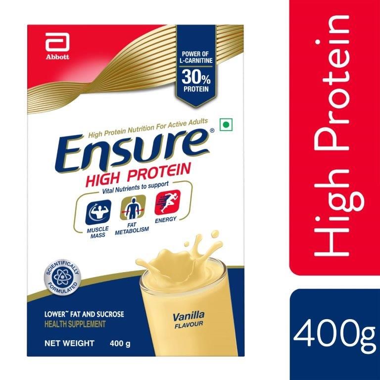 Ensure High Protein Vanilla Flavour Powder, 400 gm Refill Pack, Pack of 1 