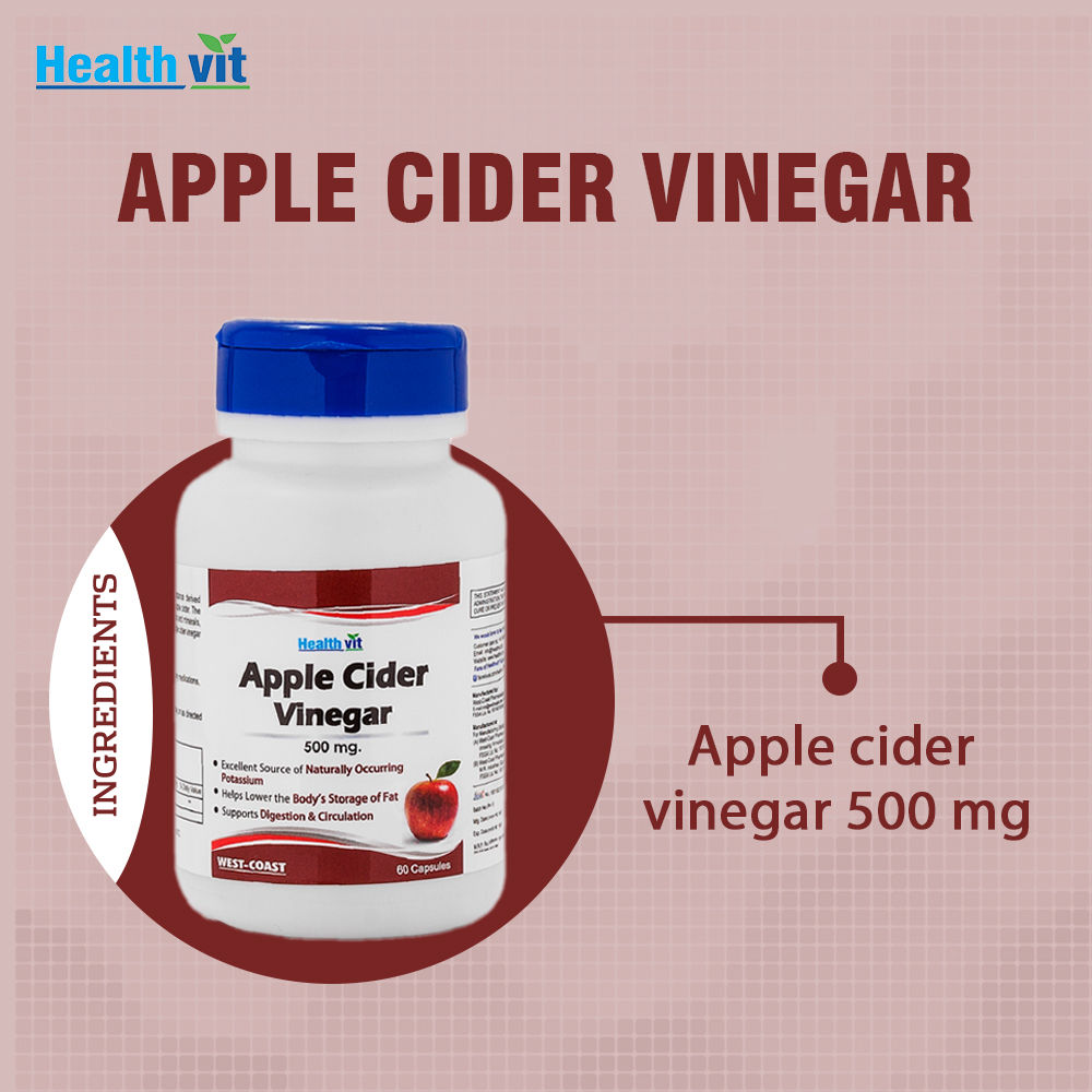 Healthvit Apple Cider Vinegar 500 mg, 60 Capsules, Pack of 1 