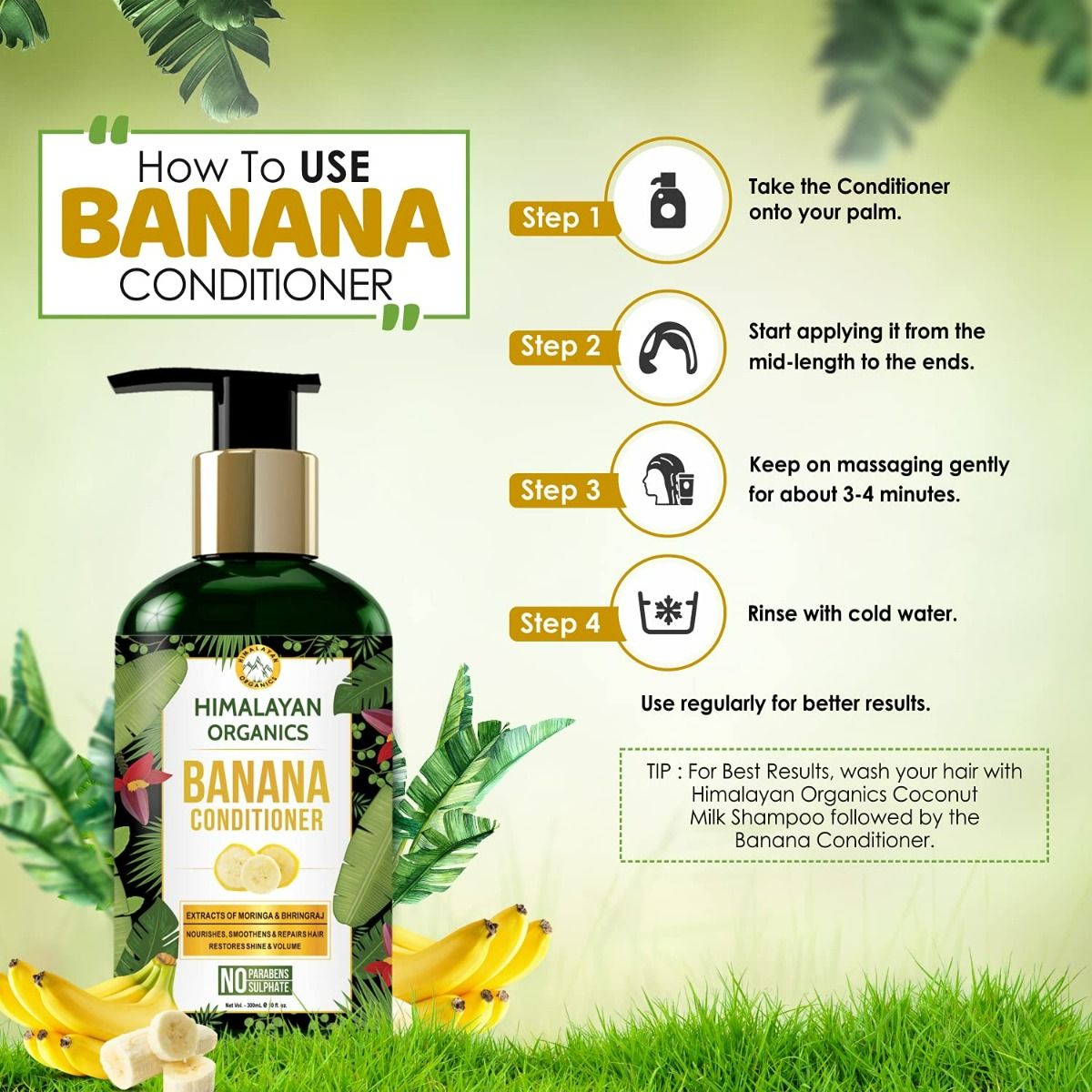 Himalayan Organics Banana Conditioner, 300 ml, Pack of 1 