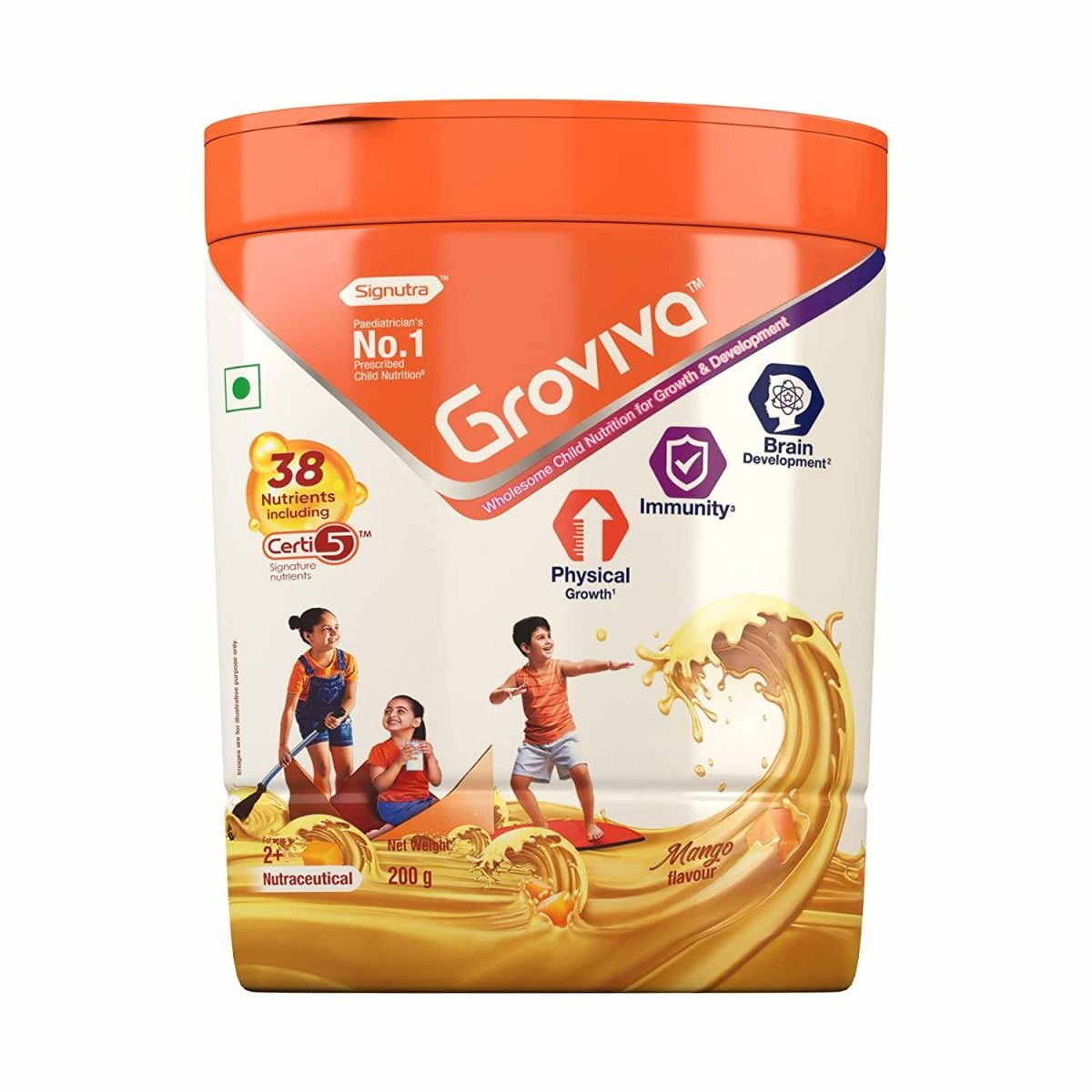 Buy Groviva Wholesome Child Nutrition Mango Flavour Powder, 200 gm Online