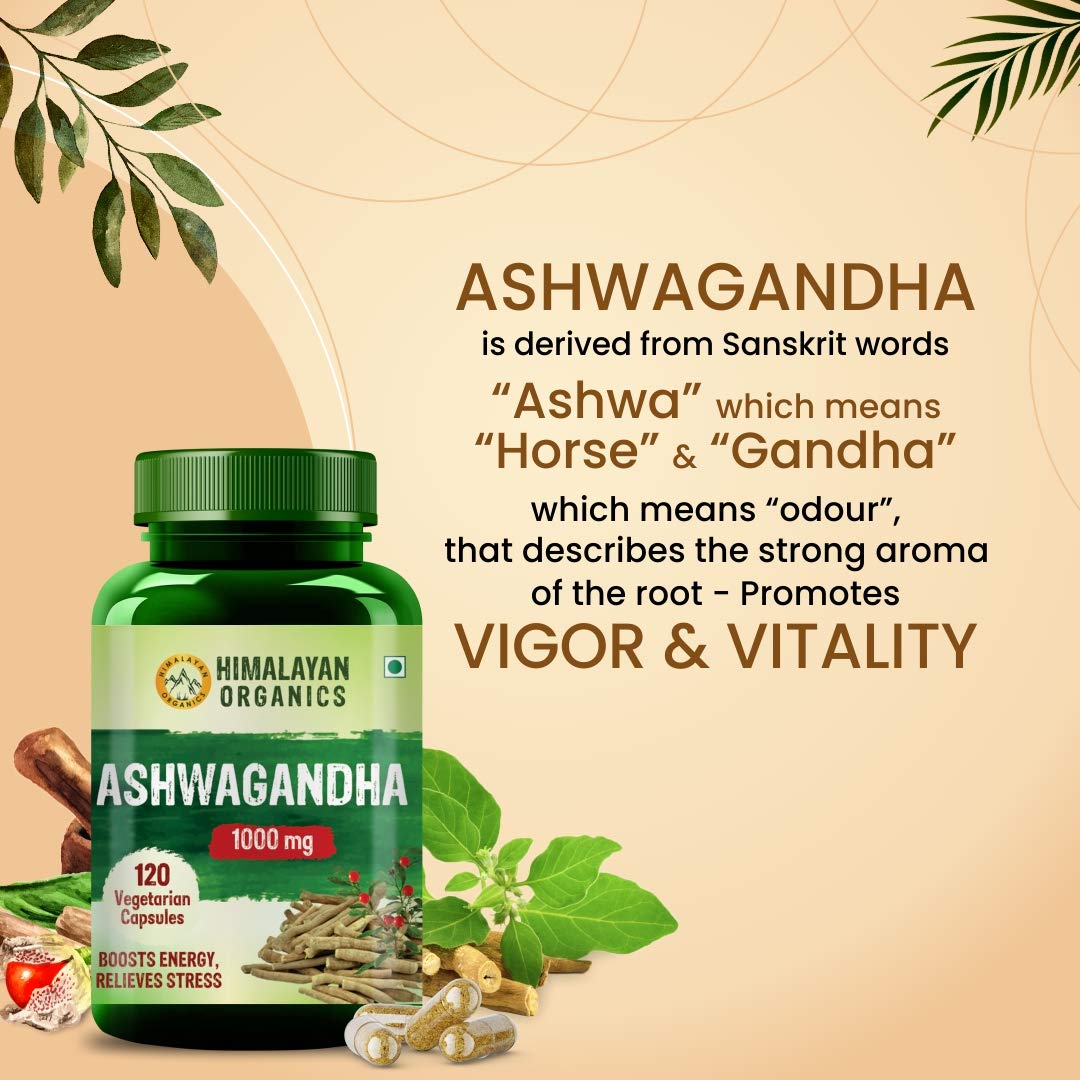 Himalayan Organics Ashwagandha 1000 mg, 120 Capsules, Pack of 1 