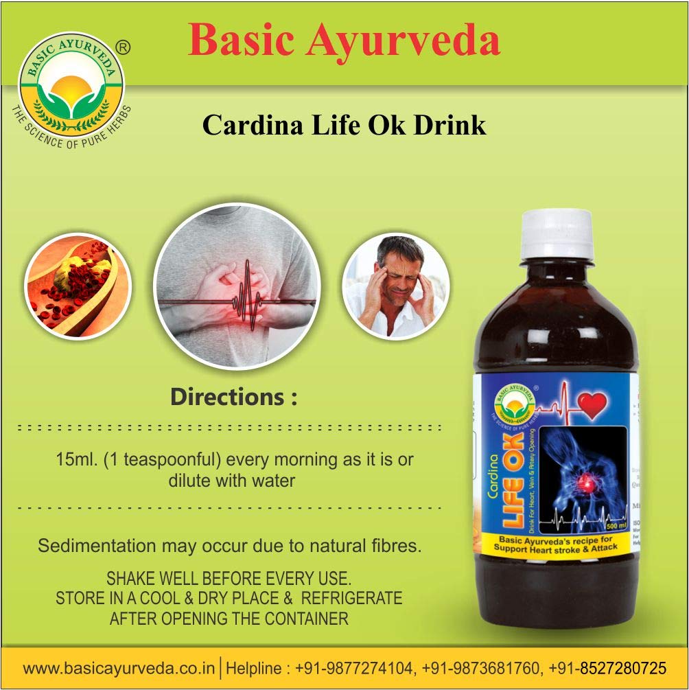 Basic Ayurveda Cardina Life Ok Drink, 500 ml, Pack of 1 