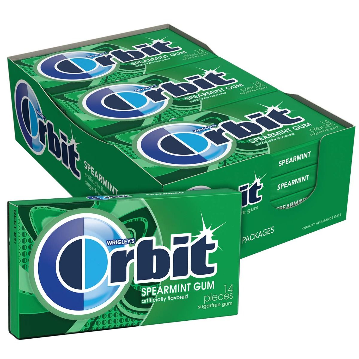 Orbit Spearmint Flavoured Sugarfree Gums, 14 Count, Pack of 1 