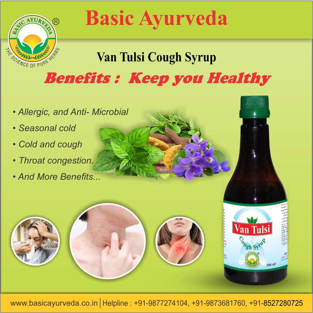 Basic Ayurveda Van Tulsi Cough Syrup, 200 ml, Pack of 1 