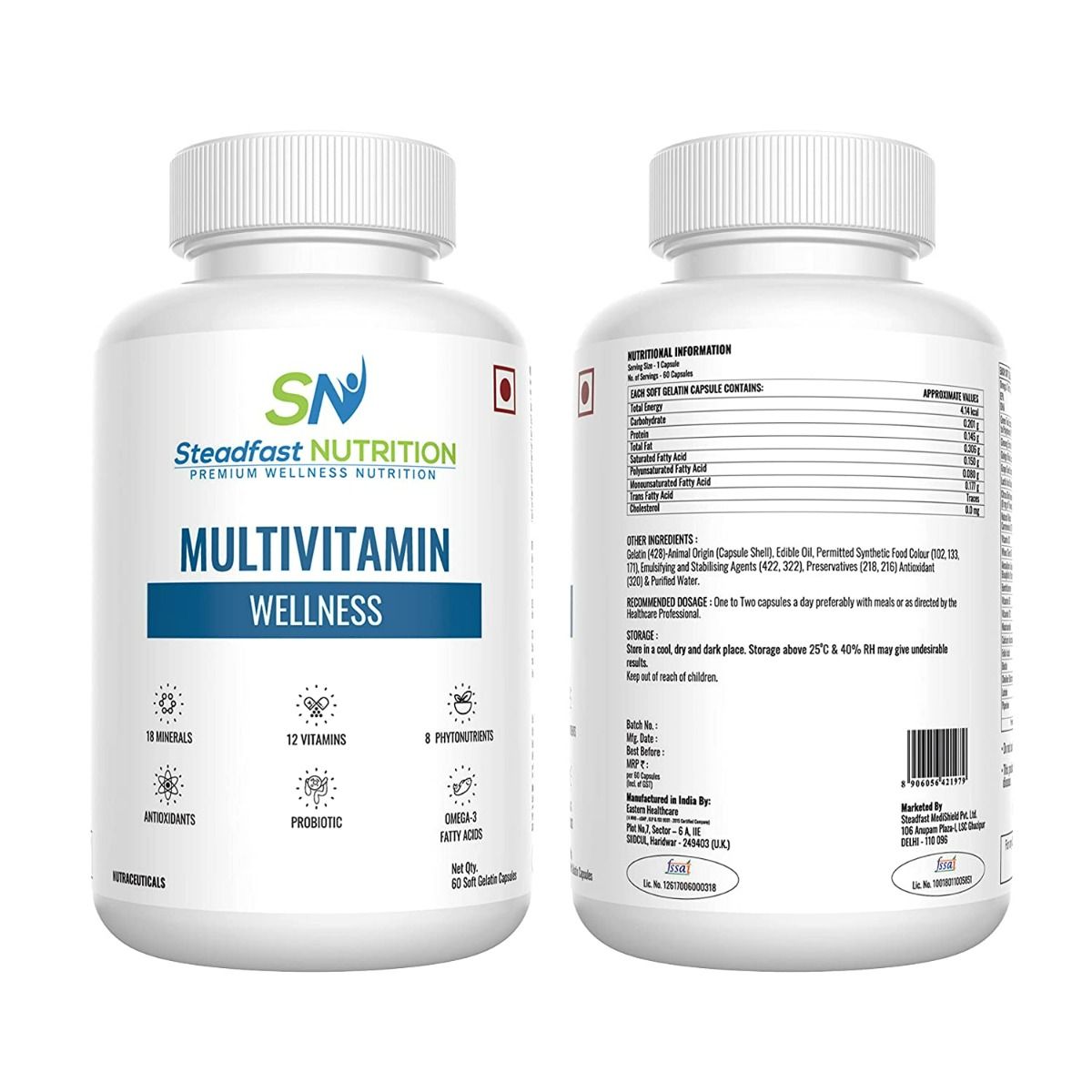 Steadfast Nutrition Multivitamin Wellness, 60 Soft Gelatin Capsules, Pack of 1 