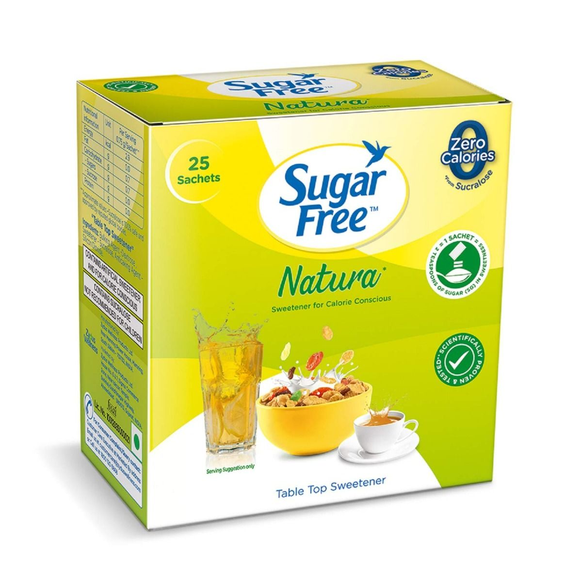 Sugar Free Natura Low Calorie Sugar Substitute, 25 Sachets, Pack of 1 