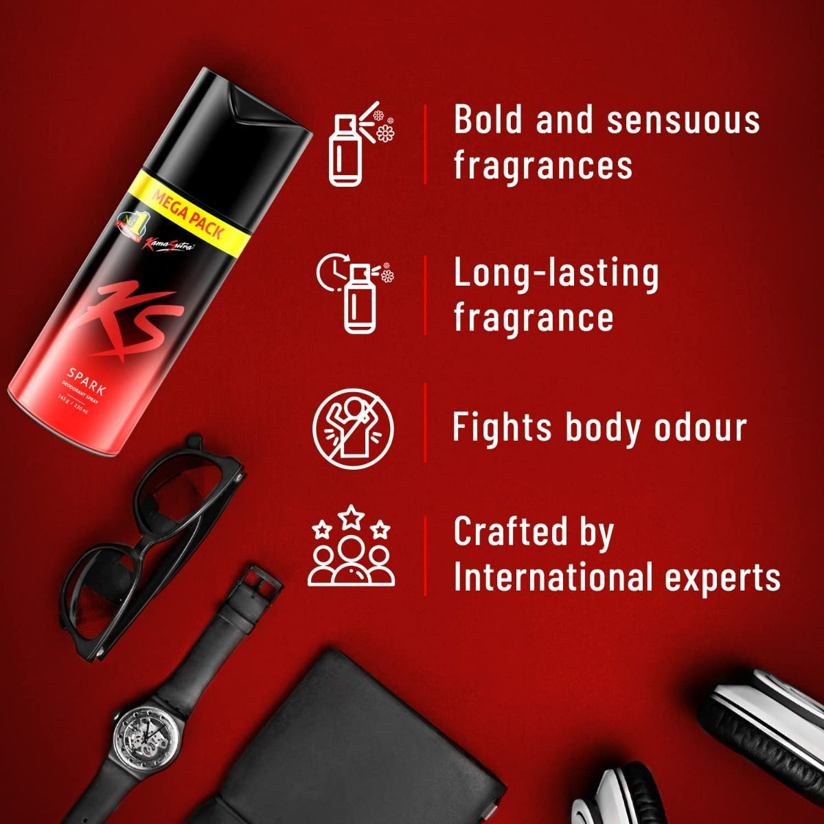Kamasutra Spark Deodorant Body Spray For Men, 220 ml, Pack of 1 