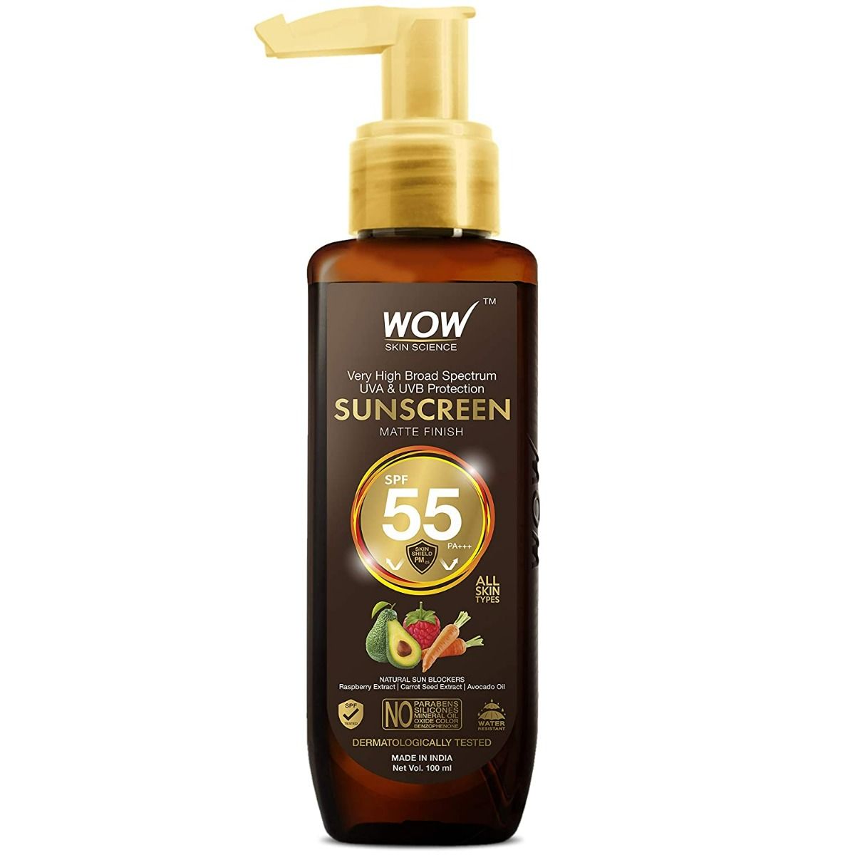 WOW Skin Science Matte Finish SPF 55 PA+++ Sunscreen, 100 ml, Pack of 1 