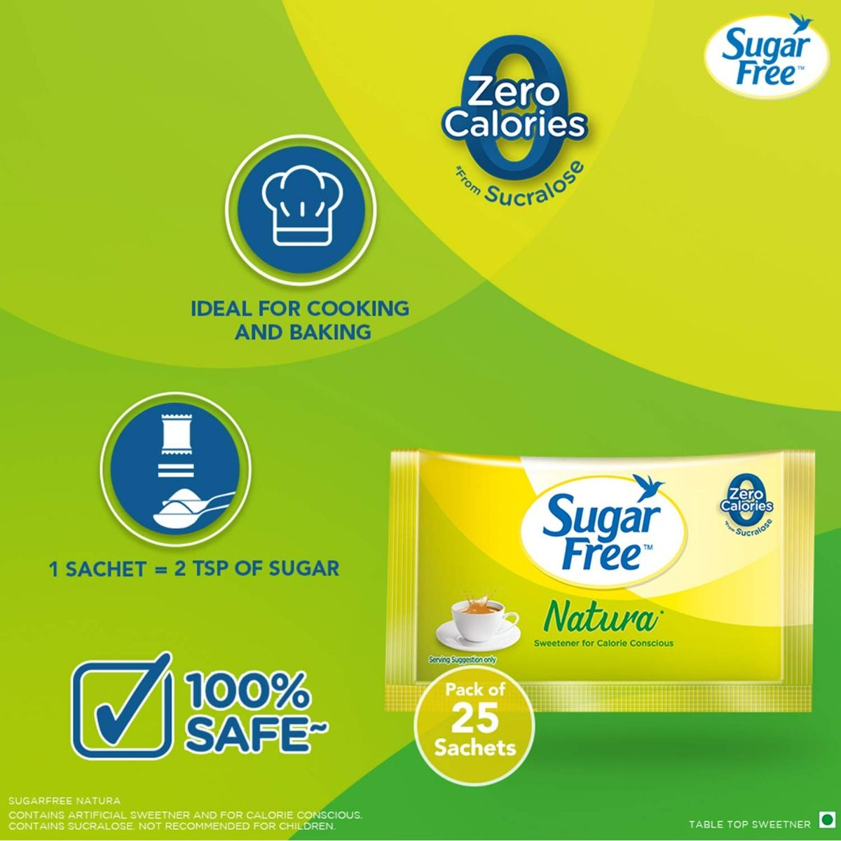 Sugar Free Natura Low Calorie Sugar Substitute, 25 Sachets, Pack of 1 