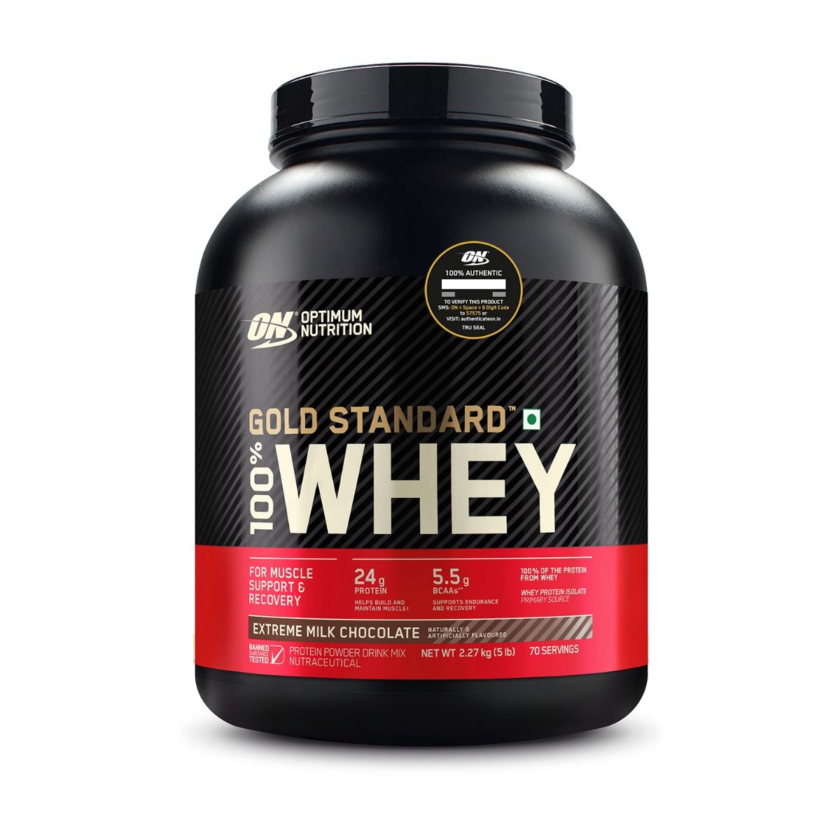 Optimum Nutrition (ON) Gold Standard 100% Whey Protein Extreme Milk Chocolate Flavour Powder, 5 lb, Pack of 1 