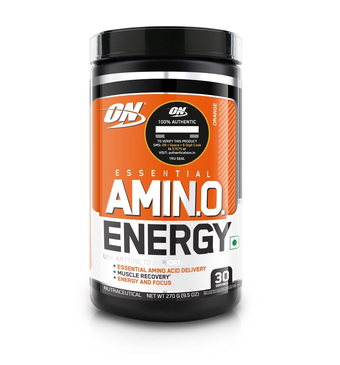 Optimum Nutrition (ON) Essential Amino Energy Orange Flavour Powder, 270 gm, Pack of 1 