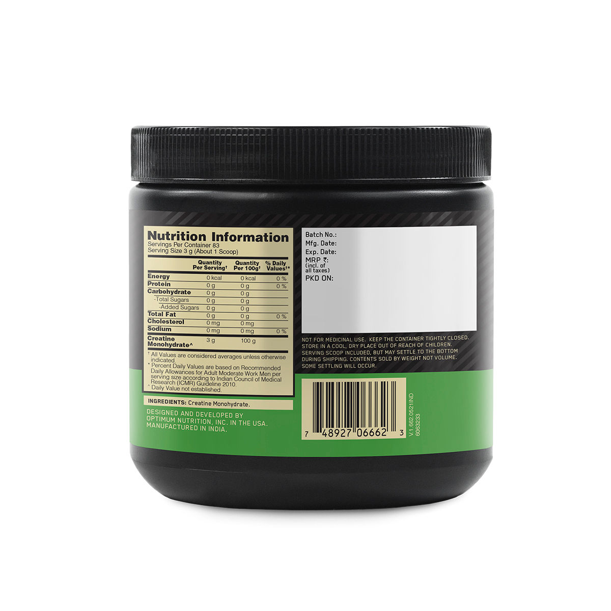 Optimum Nutrition (ON) Micronised Creatine Unflavoured Powder, 250 gm, Pack of 1 