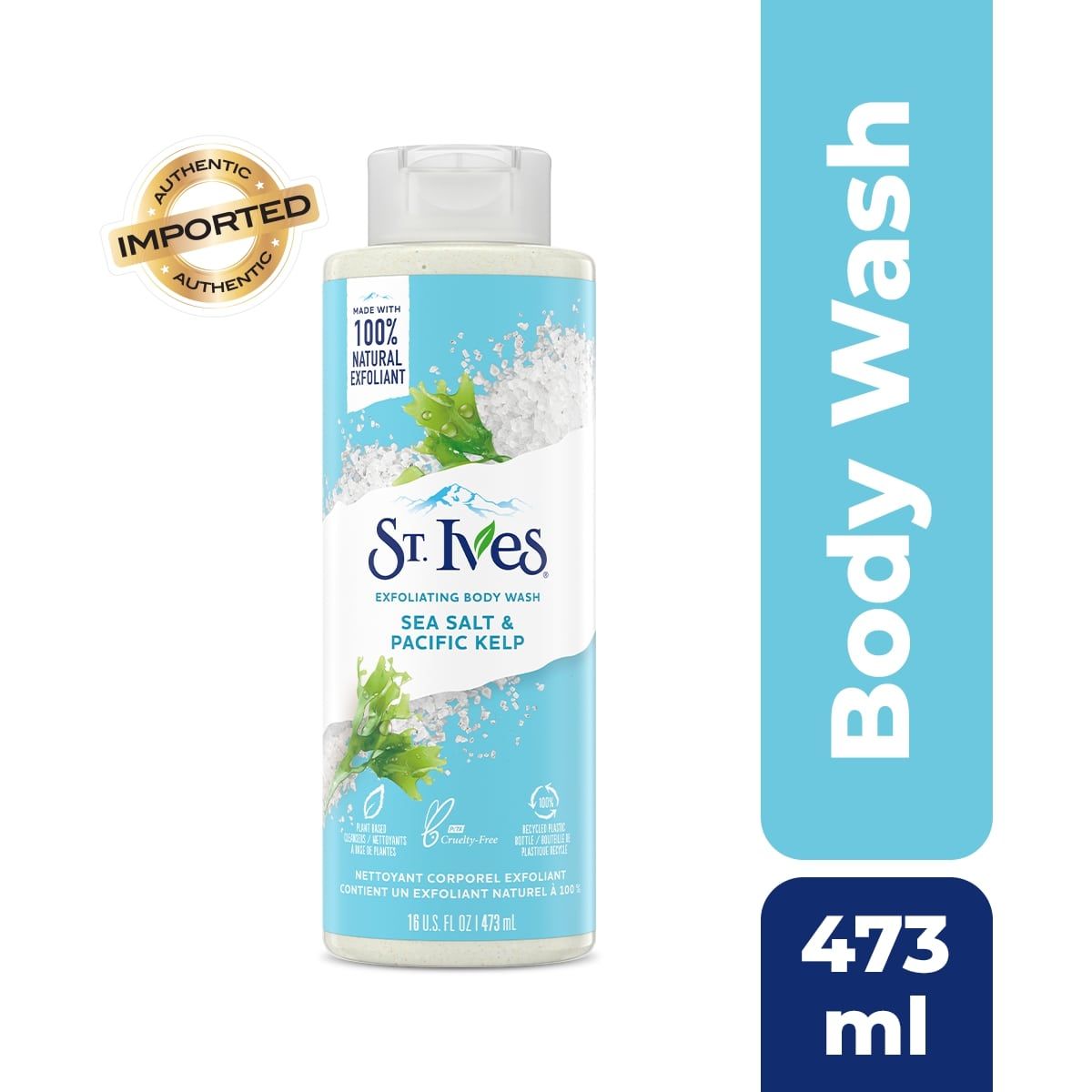 St. Ives Exfoliating Sea salt & Pacific Kelp Flavour Body Wash, 473 ml, Pack of 1 