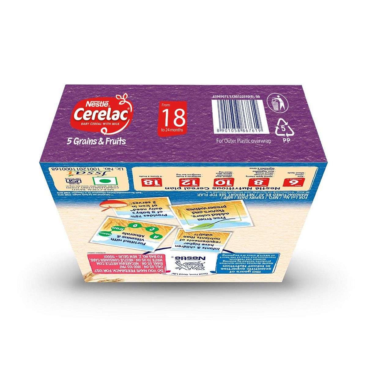 Nestle Cerelac Baby Cereal with Milk Wheat 5 Grains & Fruits Powder, 300 gm Refill Pack, Pack of 1 