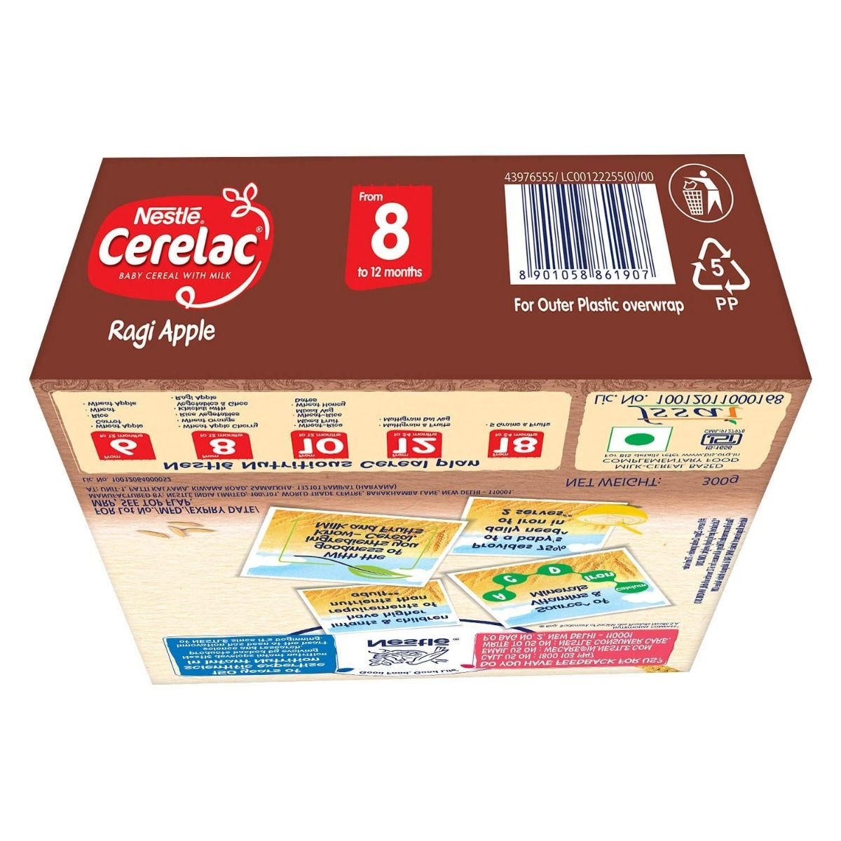 Nestle Cerelac Baby Cereal with Milk Ragi Apple Powder, 300 gm Refill Pack, Pack of 1 