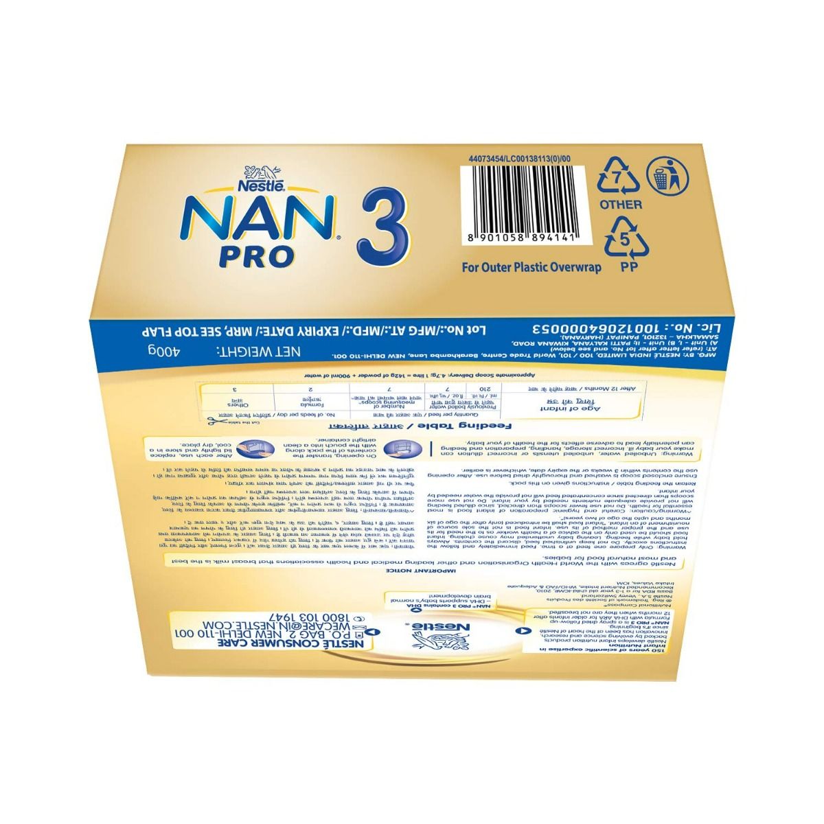 Nestle Nan Pro Follow-Up Formula Stage 3 (After 12 Months) Powder, 400 gm Refill Pack, Pack of 1 