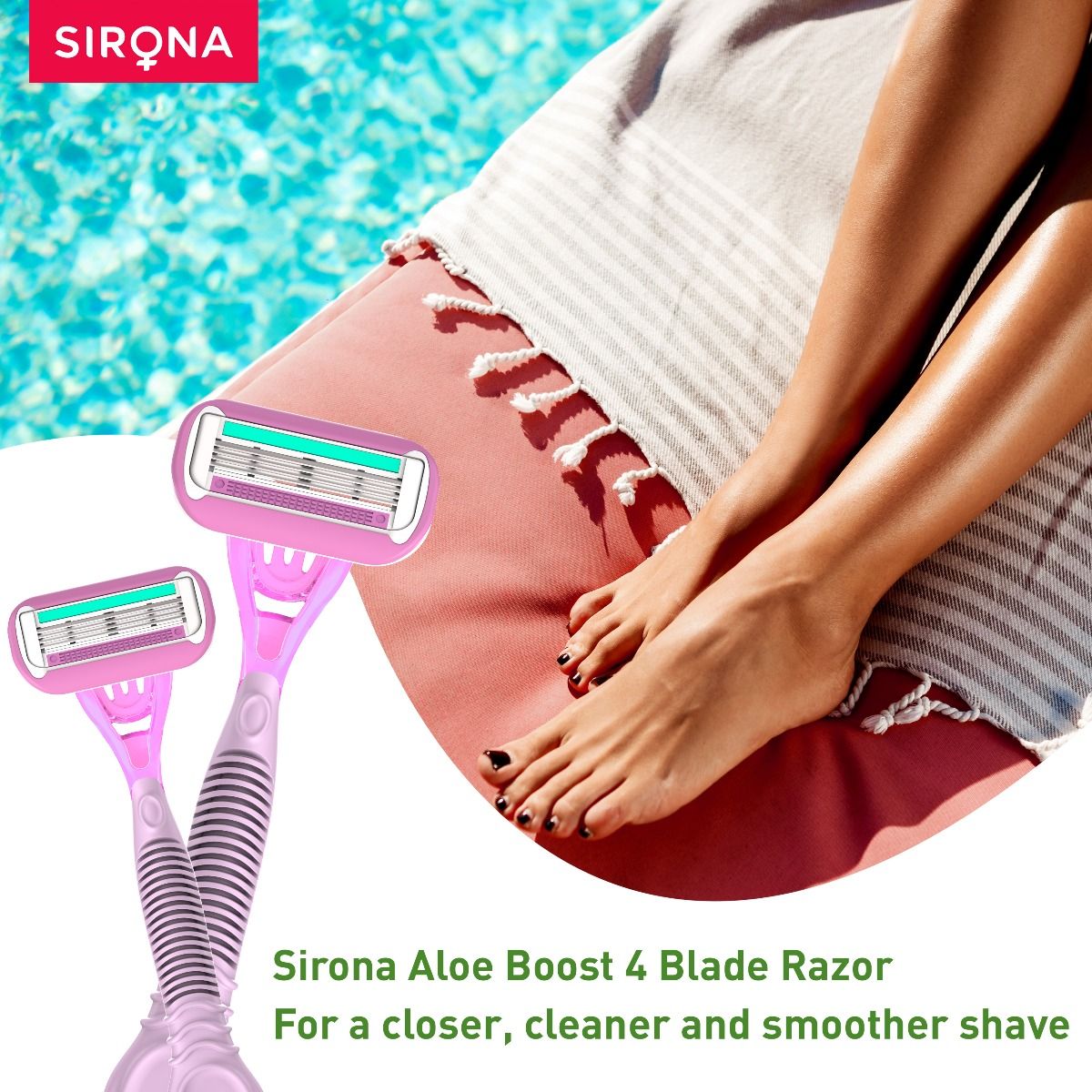 Sirona Aloe-Boost Reusable 4 Blade Razor For Women, 1 Count, Pack of 1 