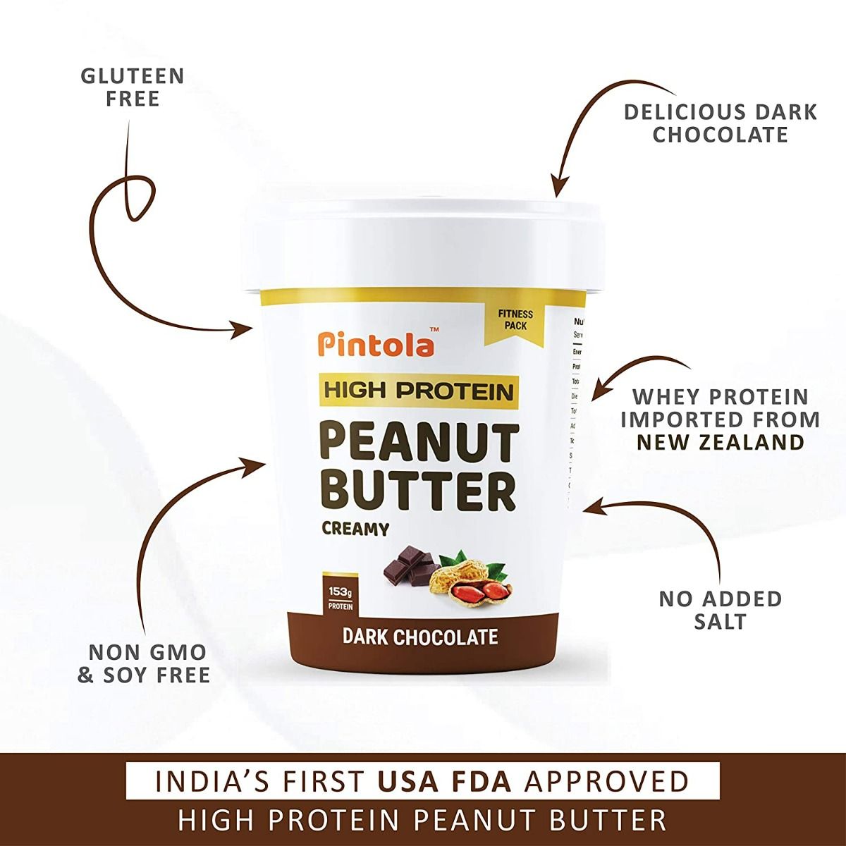 Pintola High Protein Dark Chocolate Crunchy Peanut Butter, 510 gm Price