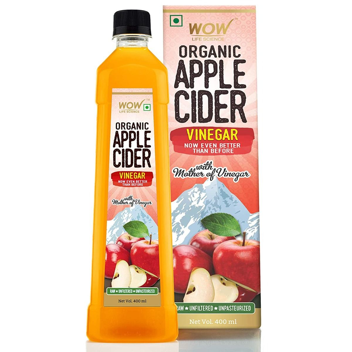 Buy Wow Life Science Organic Apple Cider Vinegar, 400 ml Online