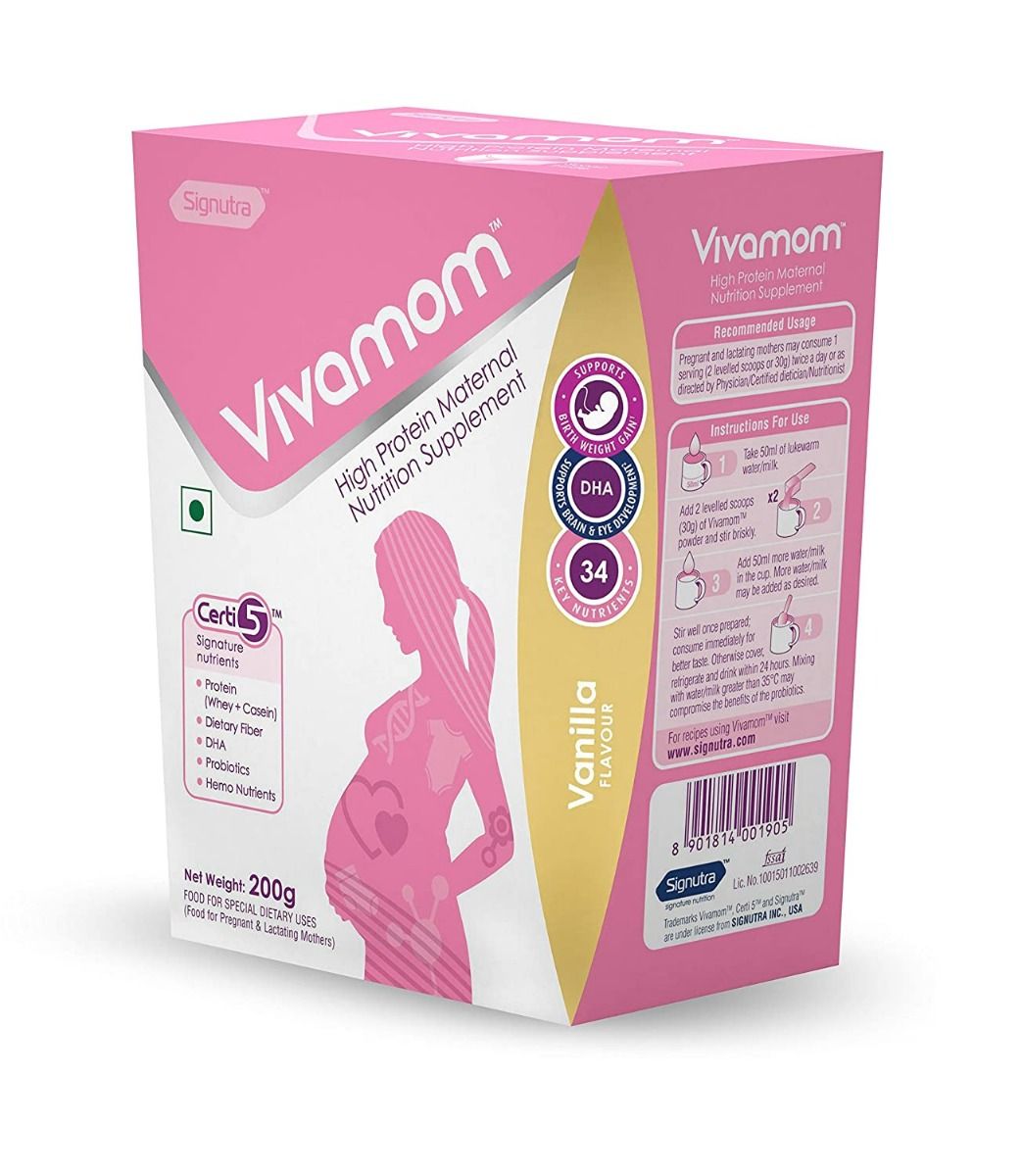 Buy Vivamom Maternal Nutrition Supplement Vanilla Flavour Powder, 200 gm Online