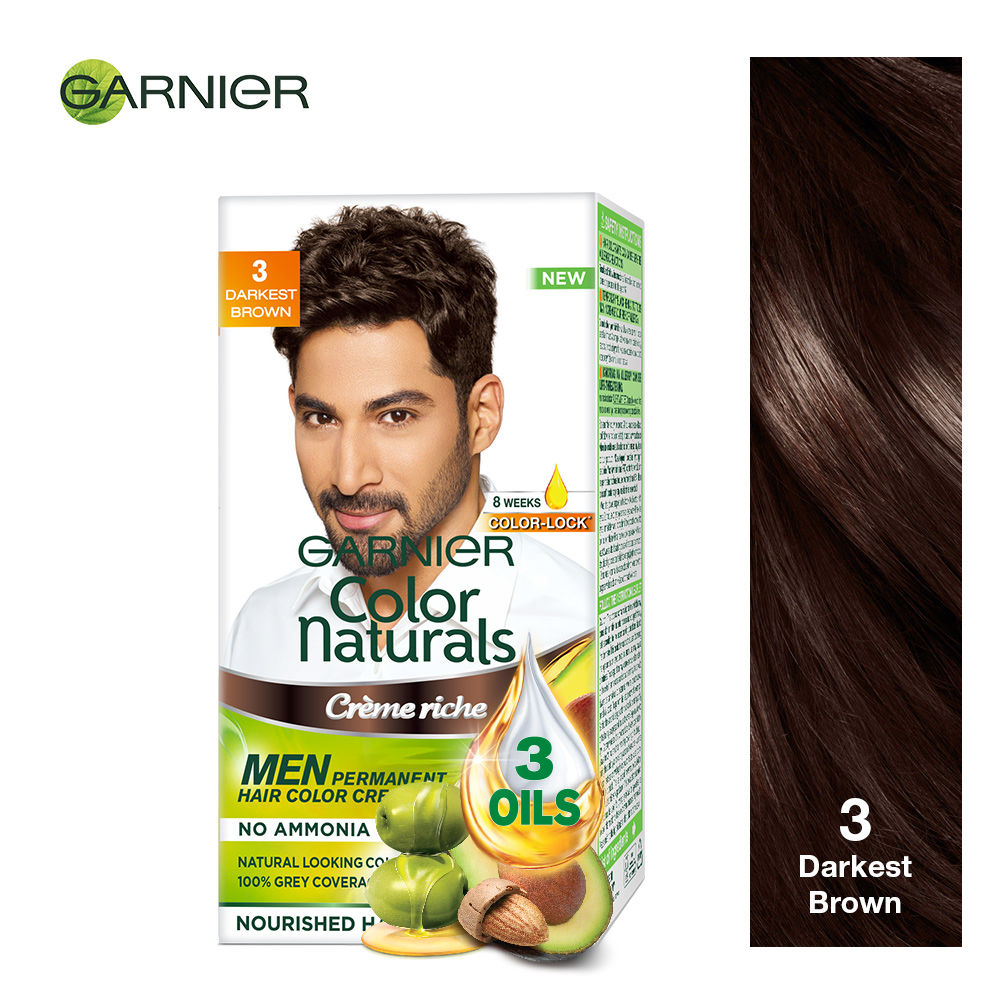 Garnier Color Naturals Men Shade 3 Hair Color, Darkest Brown, 1 Count (30ml  + 30gm) Price, Uses, Side Effects, Composition - Apollo Pharmacy