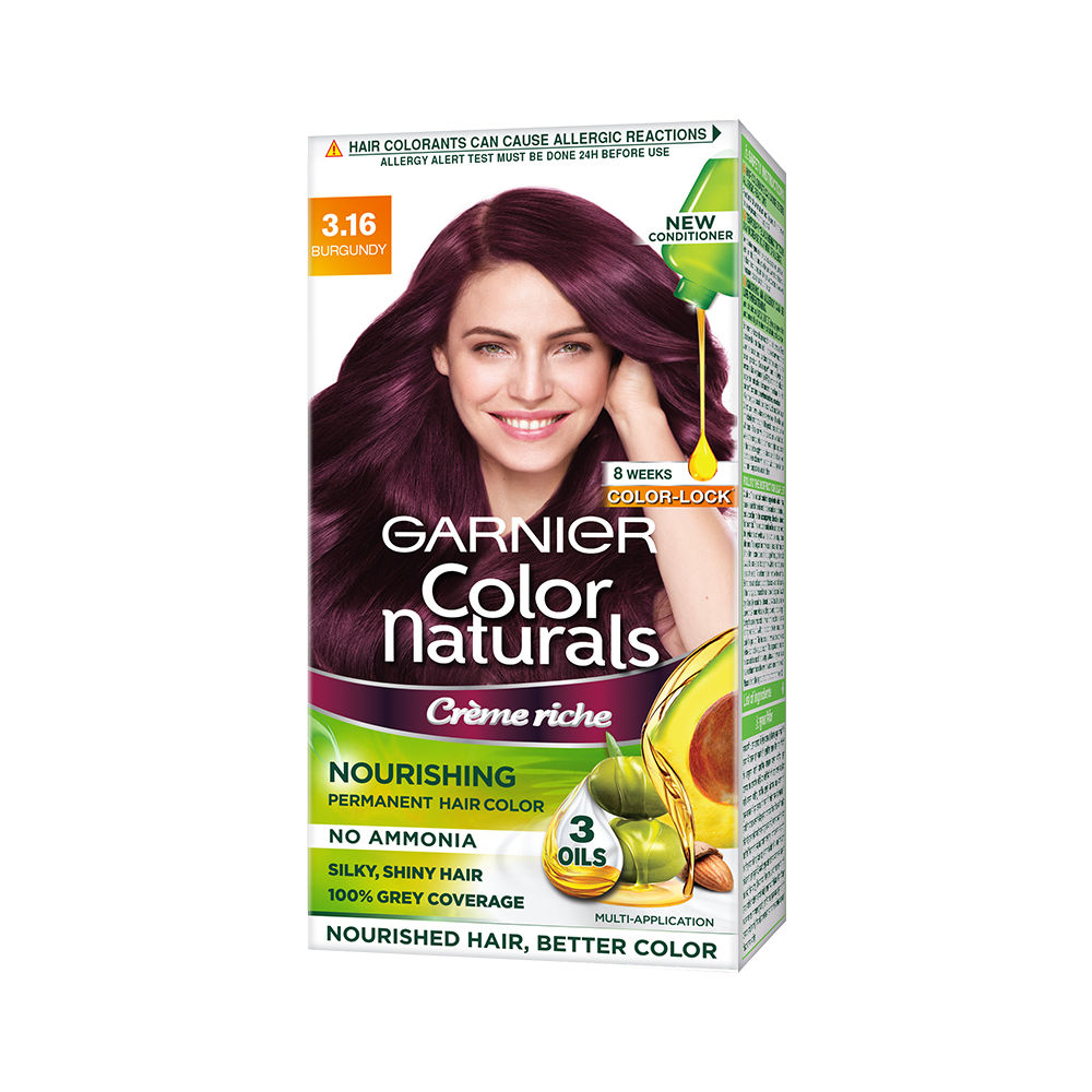 Garnier Color Naturals Shade 3.16 Burgundy Crème Hair Color, 1 Kit, Pack of 1 