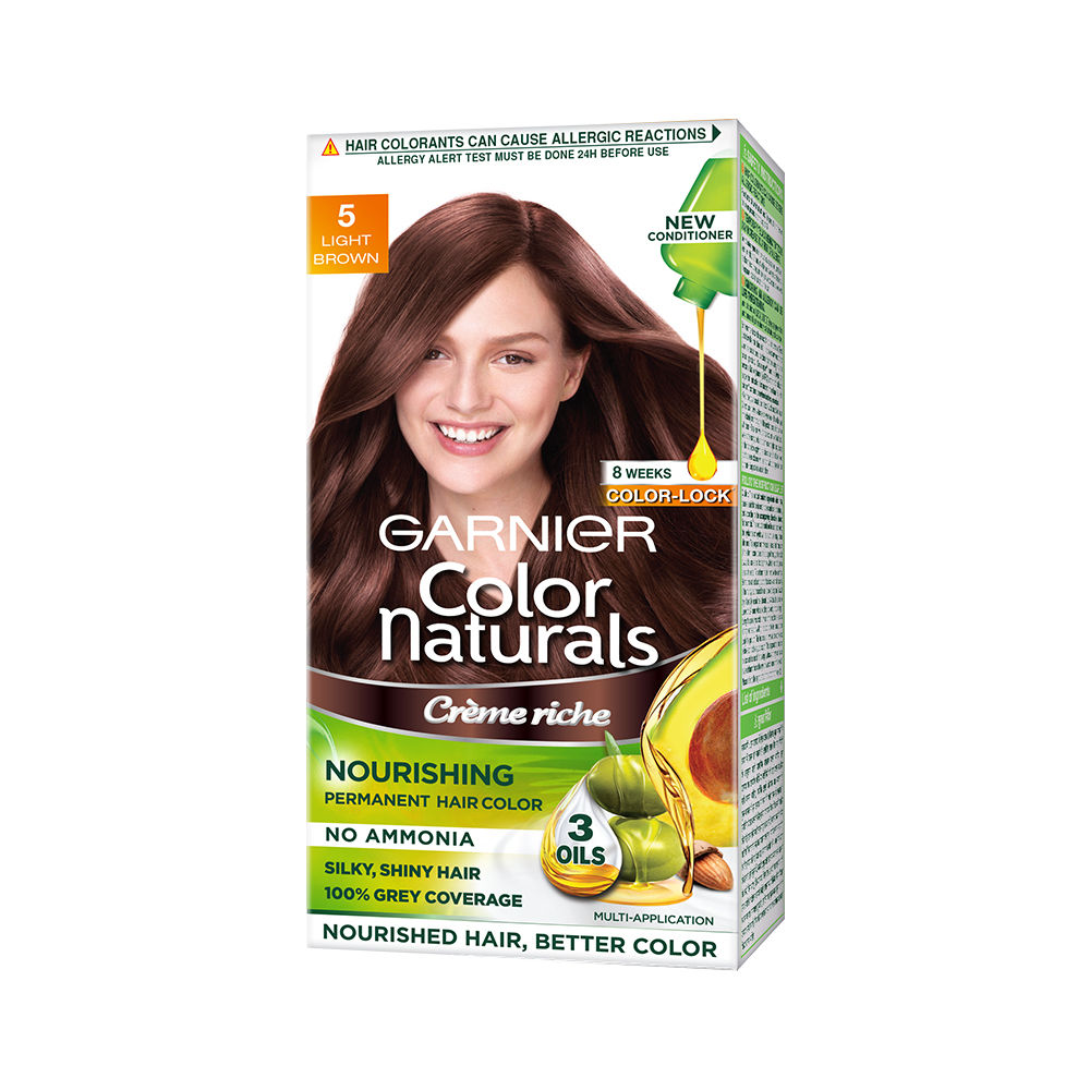 Garnier Color Naturals Shade 5 Light Brown Creme Hair Color, 1 Kit ...