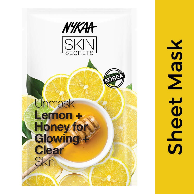 Nykaa Skin Secrets Lemon + Honey Sheet Mask for Glowing & Clear Skin, 20 ml, Pack of 1 