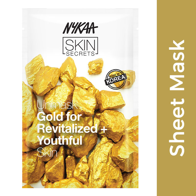 Nykaa Skin Secrets Gold Sheet Mask for Revitalized + Youthful Skin, 20 ml, Pack of 1 