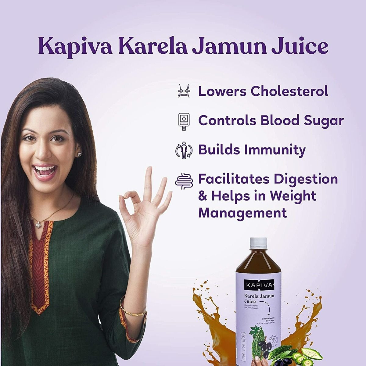 Kapiva Karela Jamun Juice, 1 L, Pack of 1 