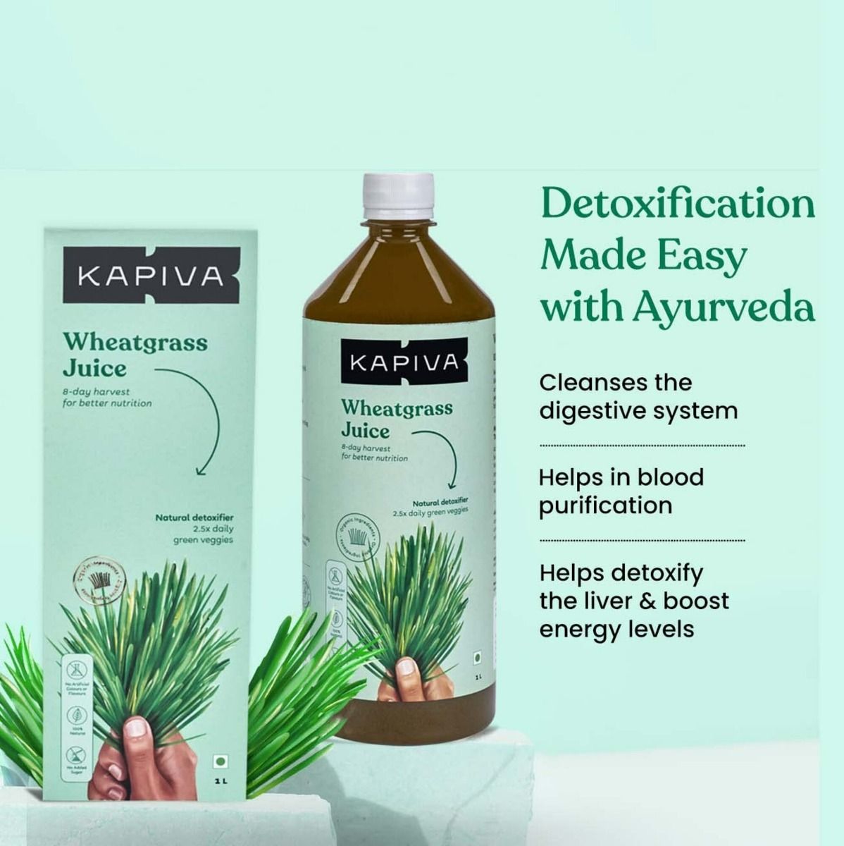 Kapiva Wheatgrass Juice, 1 L, Pack of 1 