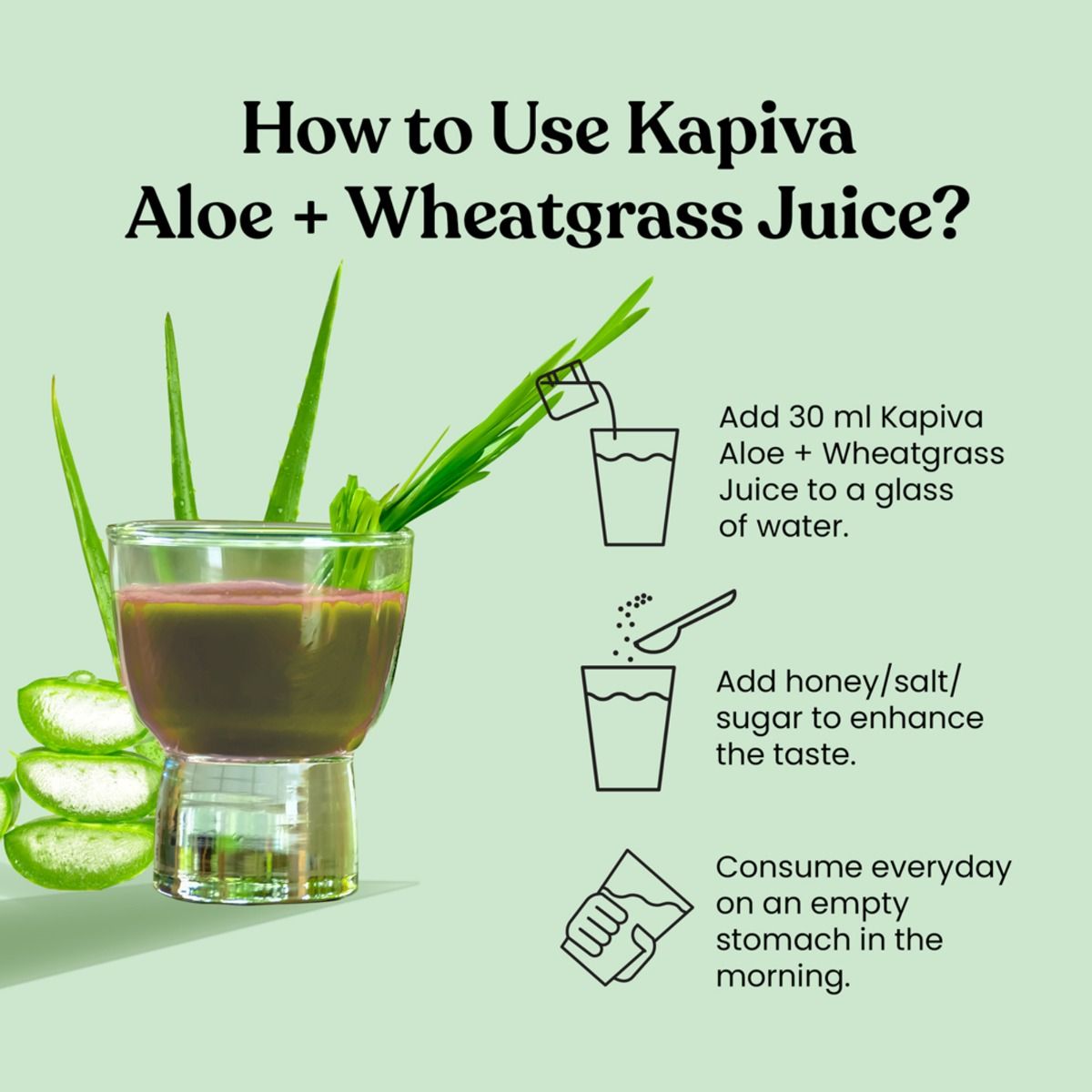 Kapiva Aloe Vera Wheatgrass Juice, 1 L, Pack of 1 