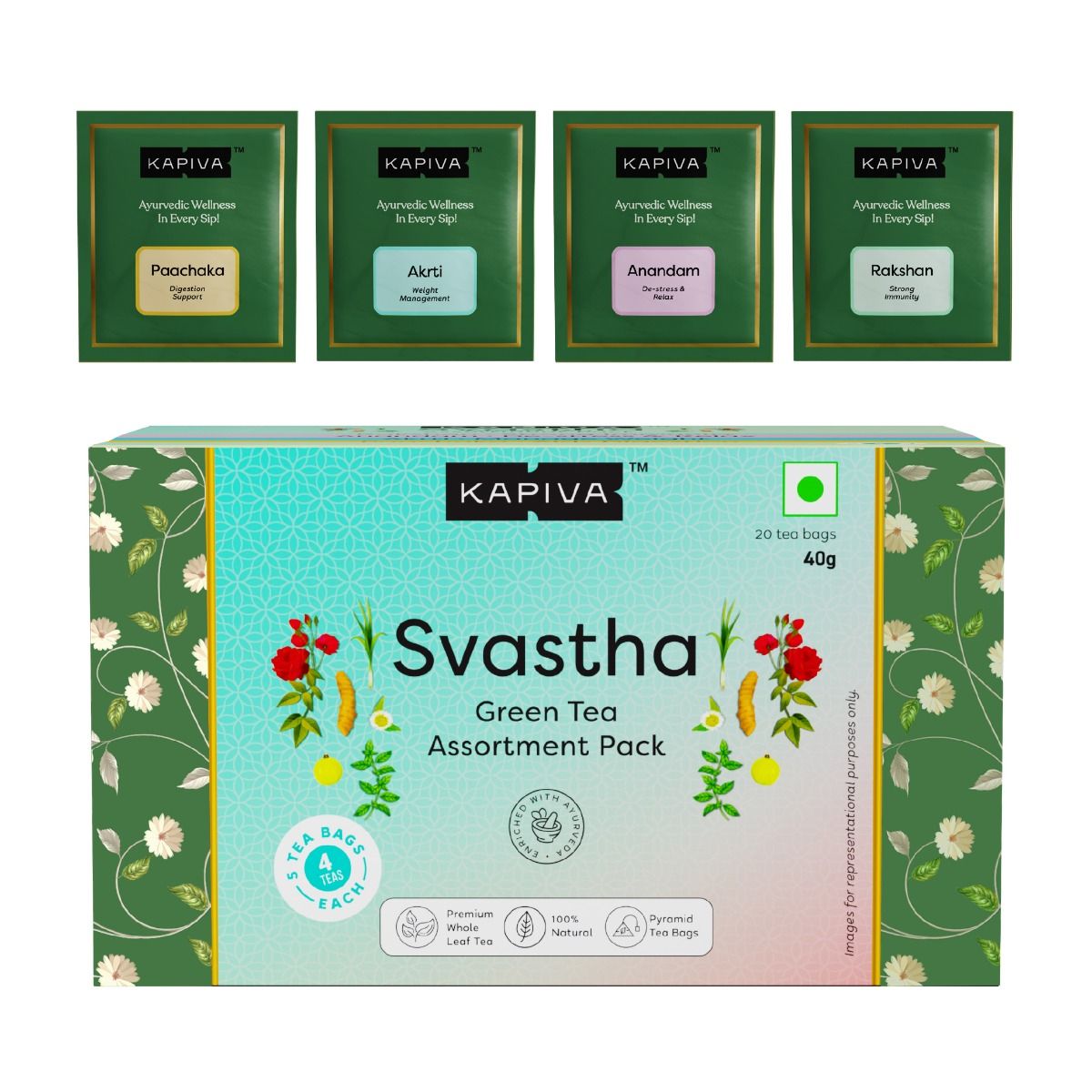 Buy Kapiva Svastha Green Tea Assortment Pack, 40 gm Online