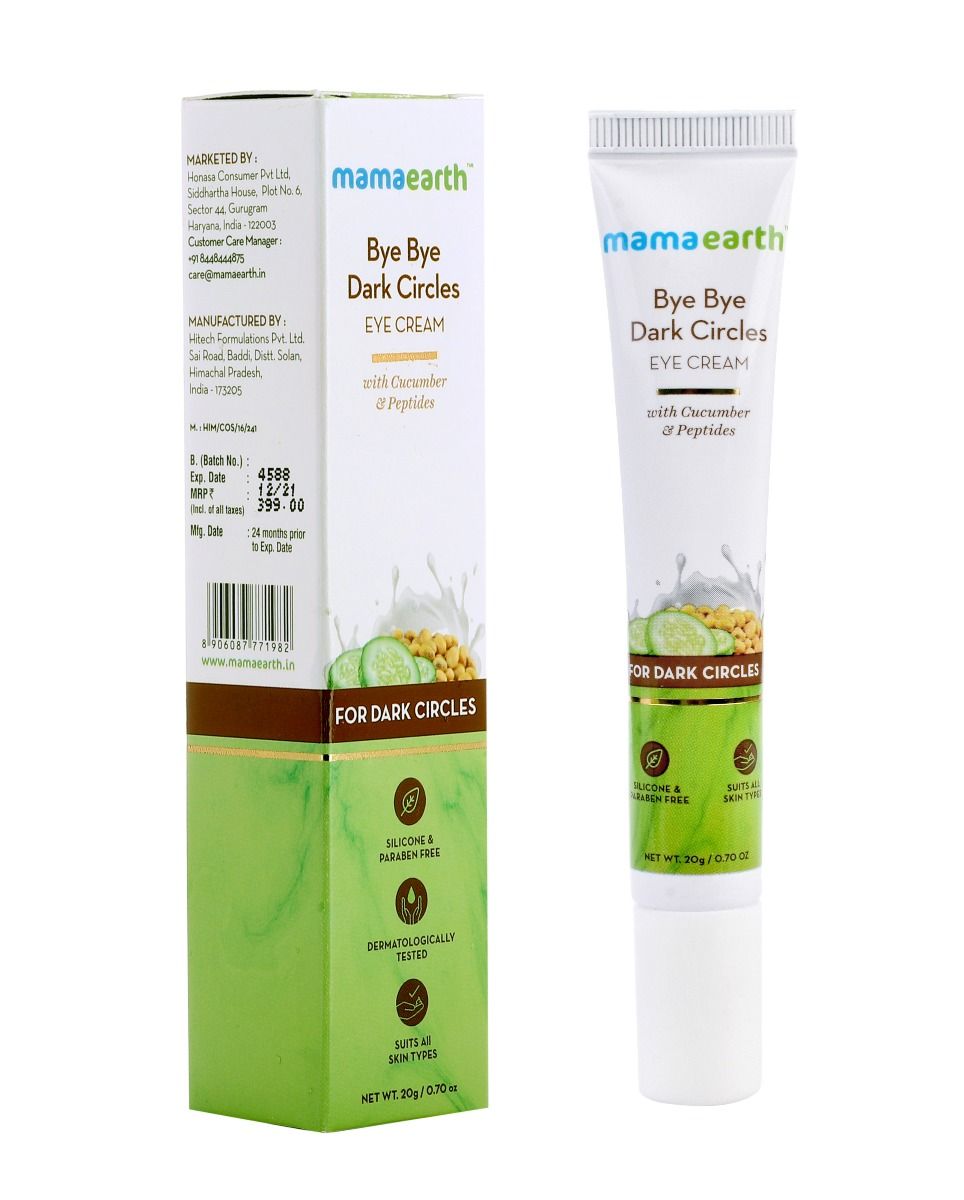 Buy Mamaearth Bye Bye Dark Circles Cucumber & Peptides Eye Cream, 20 ml Online