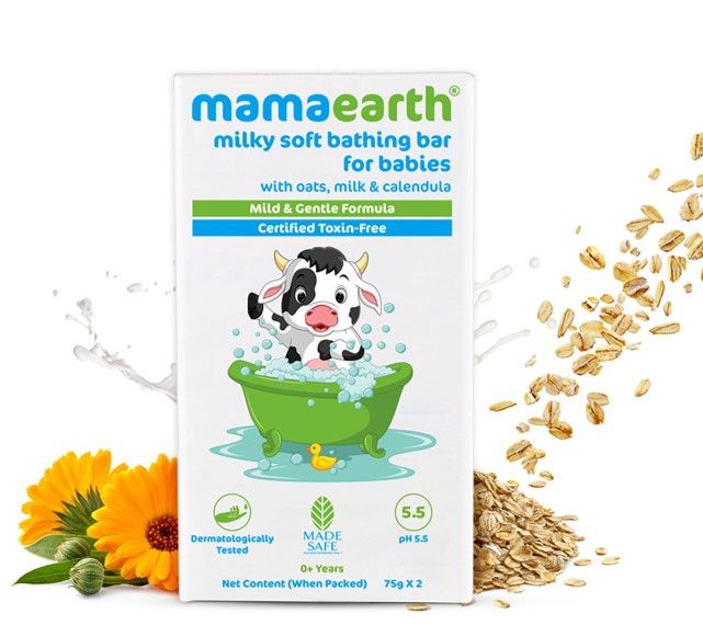 Buy Mamaearth Milky Soft Babies Bathing Bar 0+ Years, 150 gm (2 x 75 gm) Online
