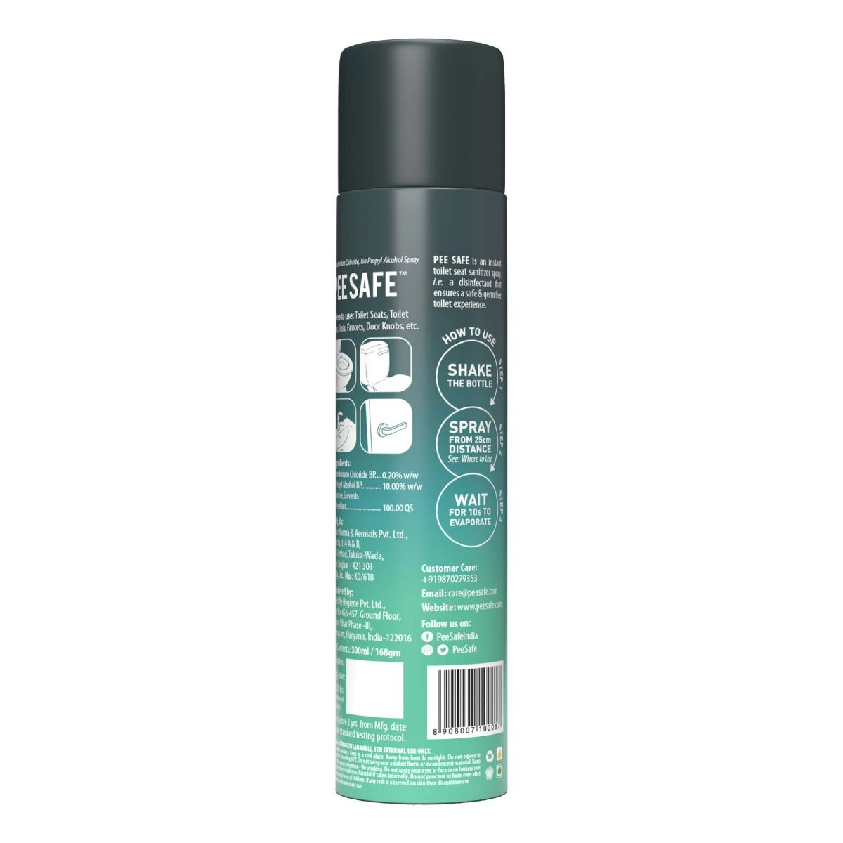 Pee Safe Toilet Seat Santizer Mint Spray, 300 ml Price, Uses, Side